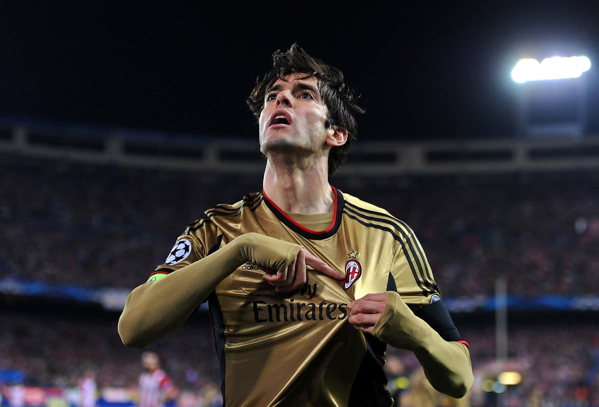 Kaka Celebration Golden Jersey Wallpaper