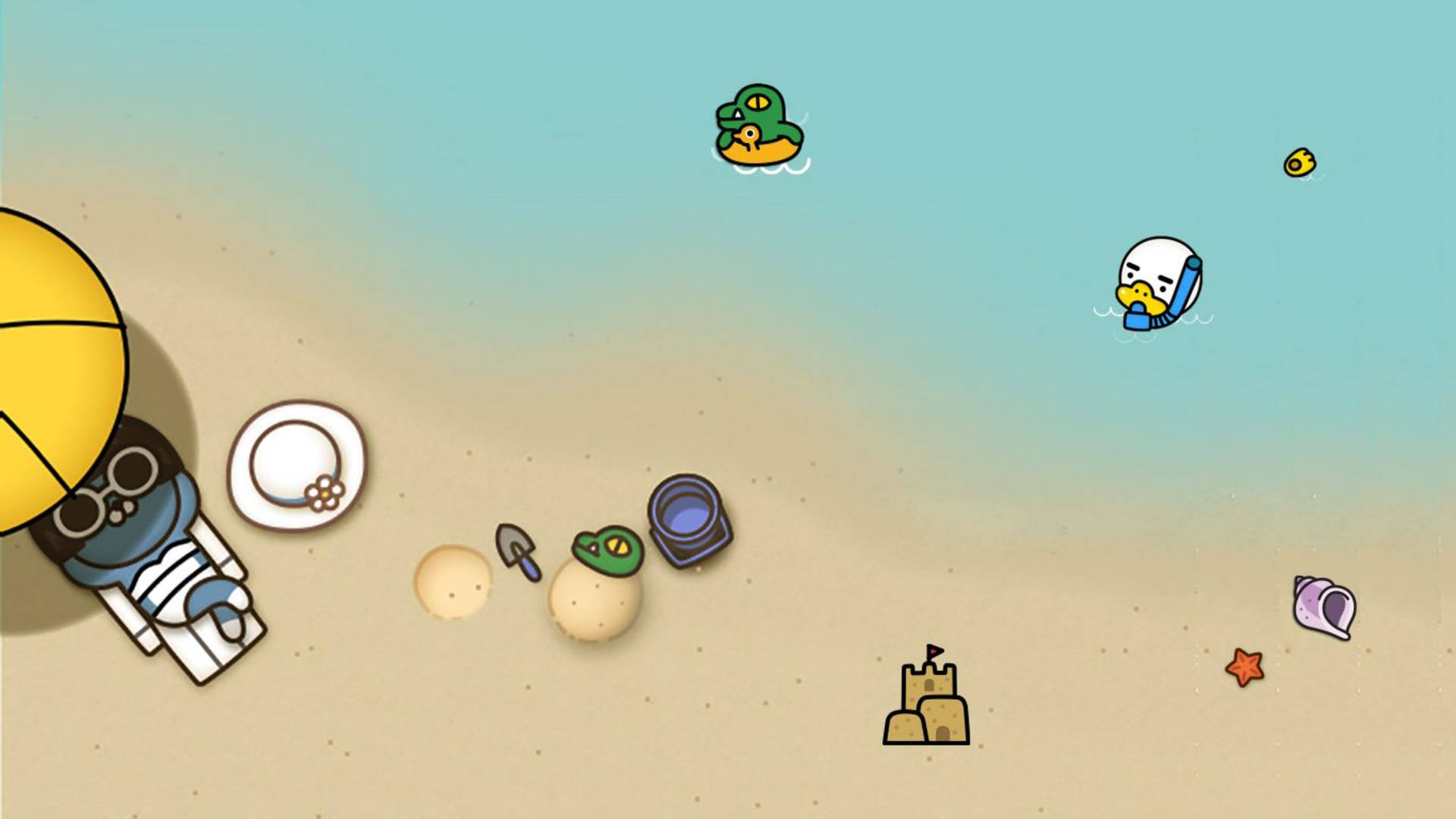Kakao Friends At The Beach Background