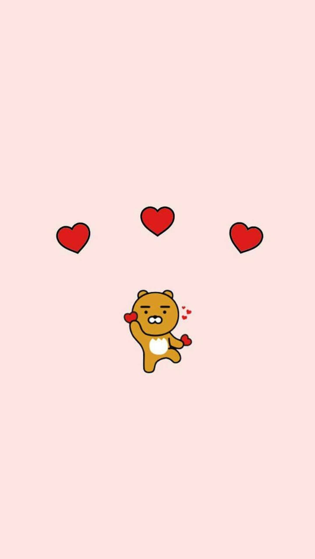 Kakao Friends Ryan With Hearts Background