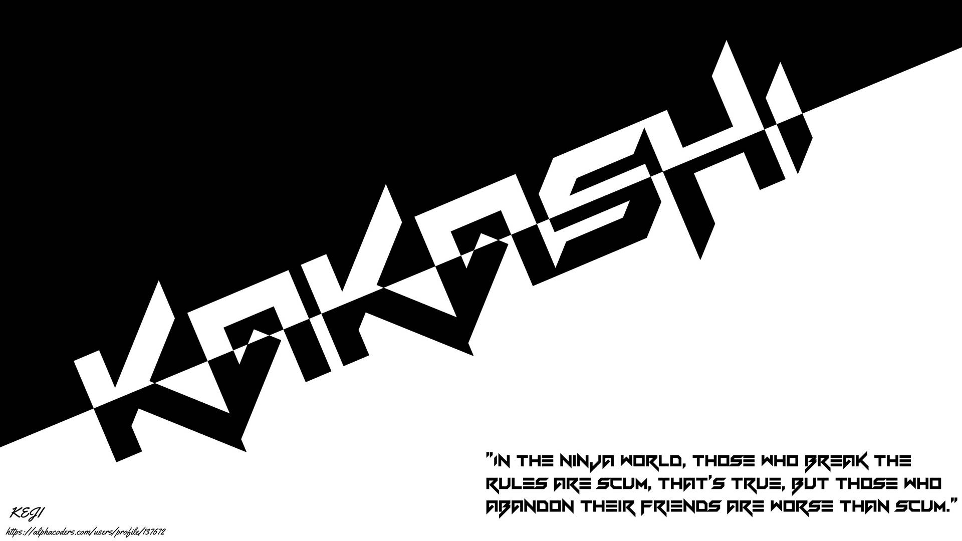 Kakashi 4K Black And White Name Wallpaper