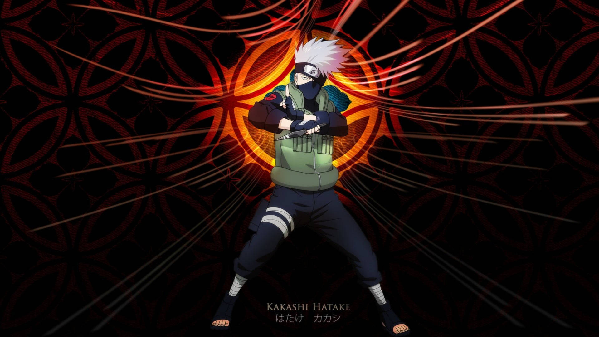 Kakashi 4k Ninja Stance Flower Pattern Picture