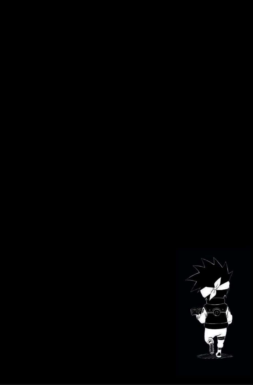 A Black Background With A White Cartoon Character Wallpaper