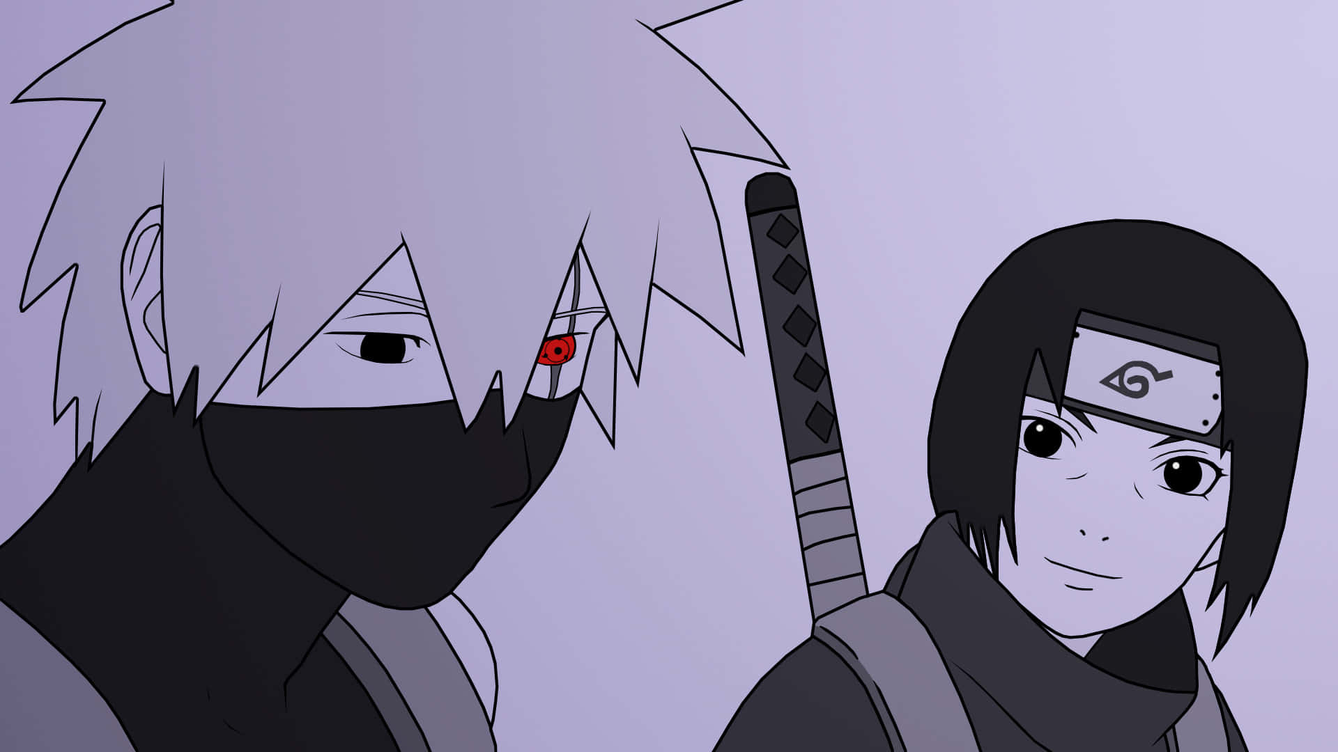 Epic Face-off: Kakashi and Itachi Wallpaper