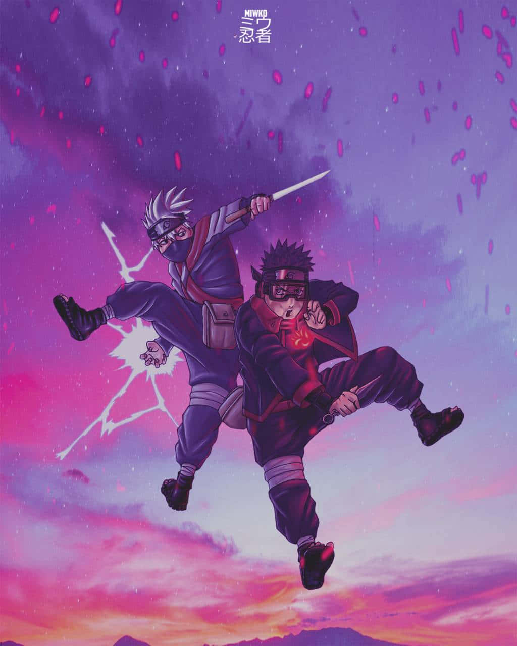 Kakashi And Obito On Sky Wallpaper