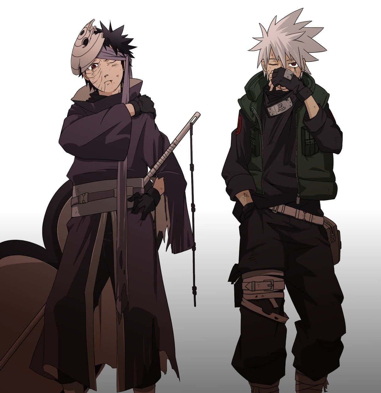 Kakashiy Obito, Ninjas. Fondo de pantalla