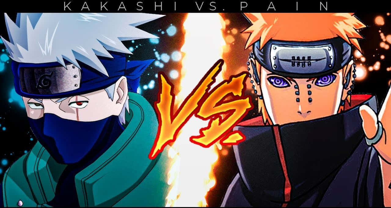 Kakashi Hatake and Pain Ready for Battle in Intense Anime Showdown Wallpaper