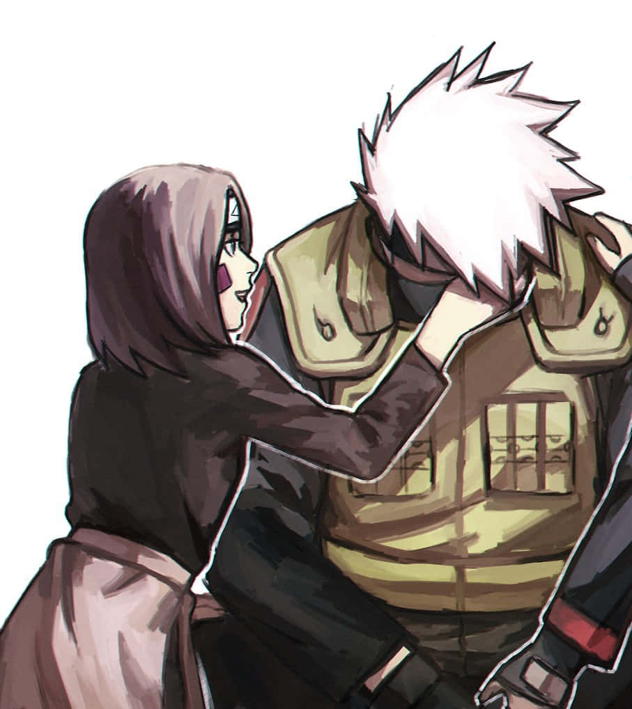 Kakashi and Rin - A Powerful Duo from the Naruto Series Wallpaper