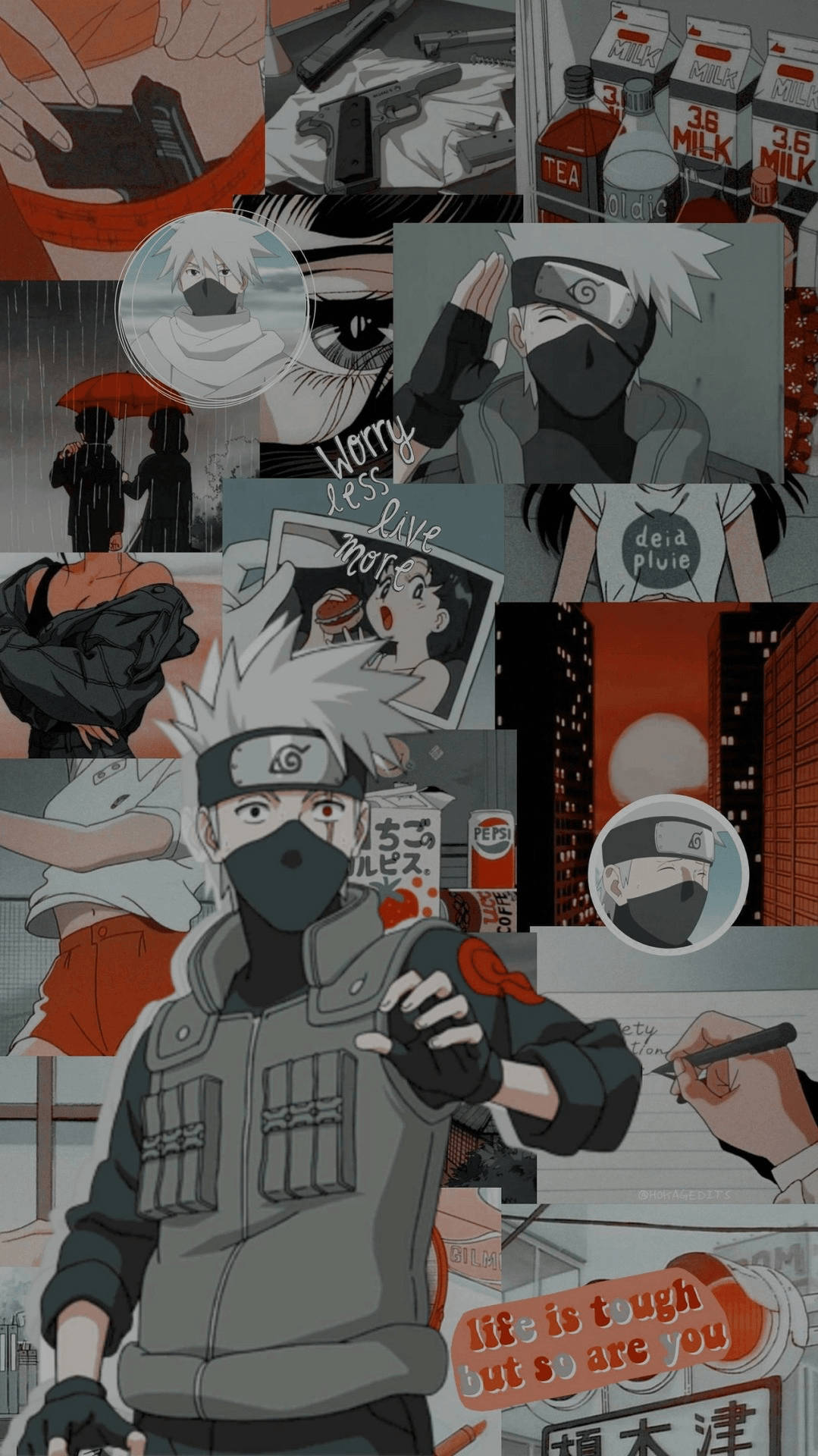 Kakashi From Naruto Aesthetic Collage Wallpaper