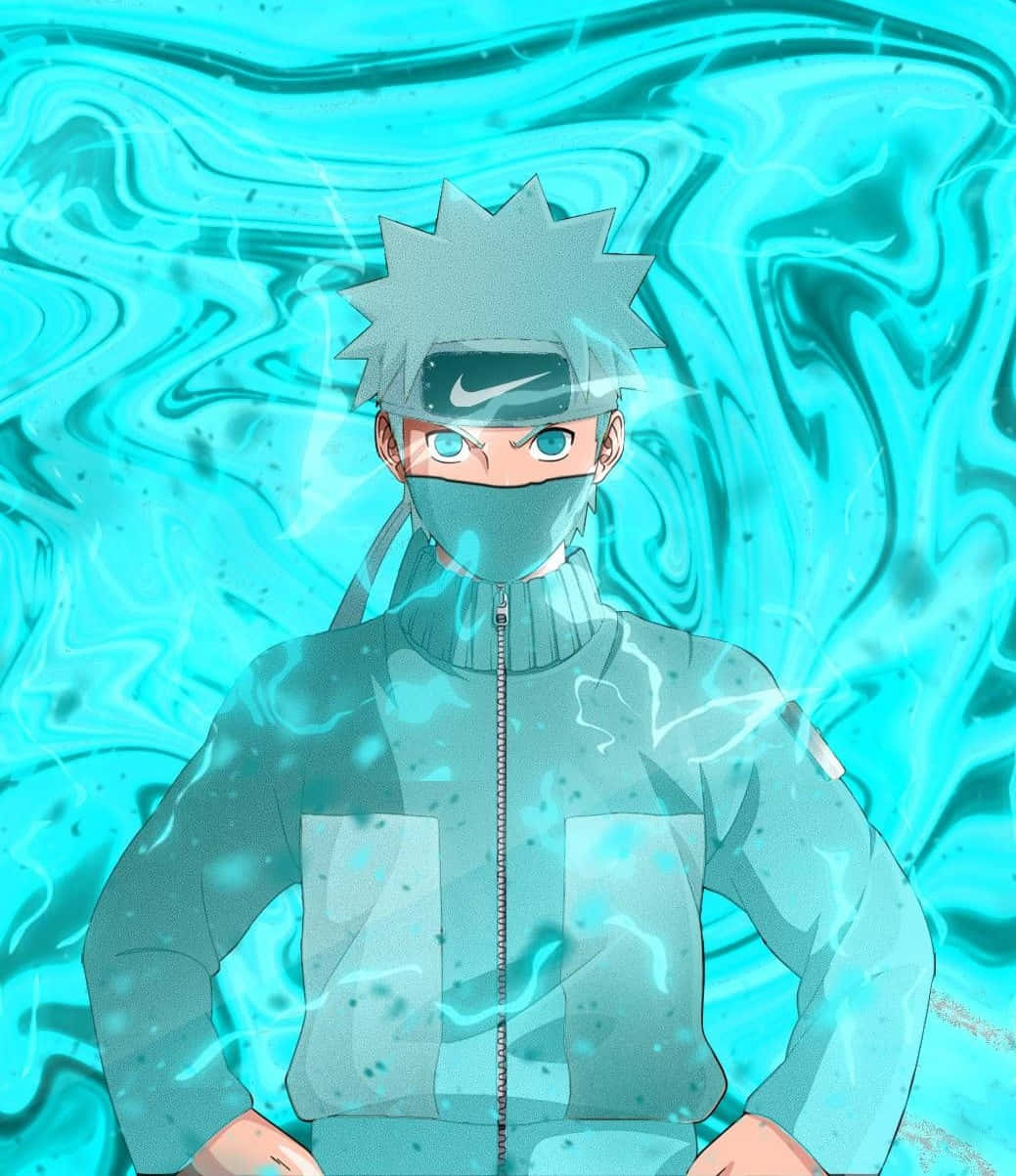Kakashi Hatake Aqua Swirl Background Wallpaper