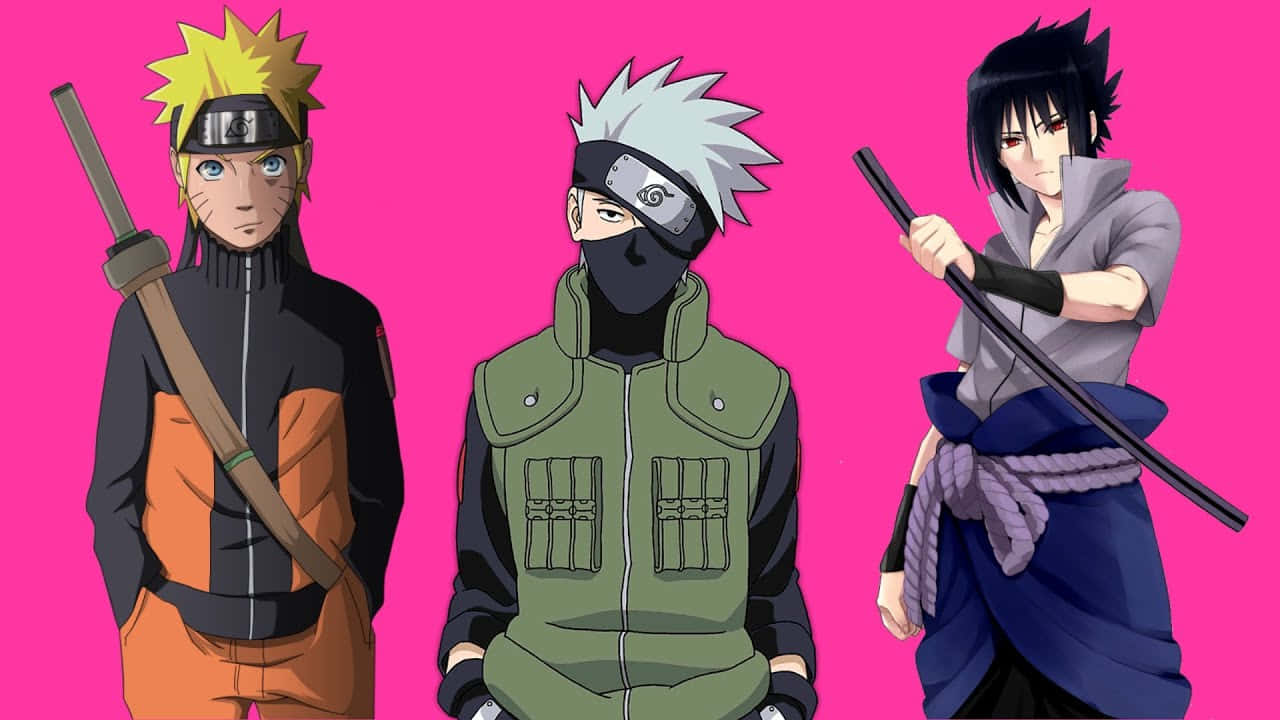 'Young Naruto, Sasuke and Kakashi, mentors of the Hidden Leaf Village' Wallpaper