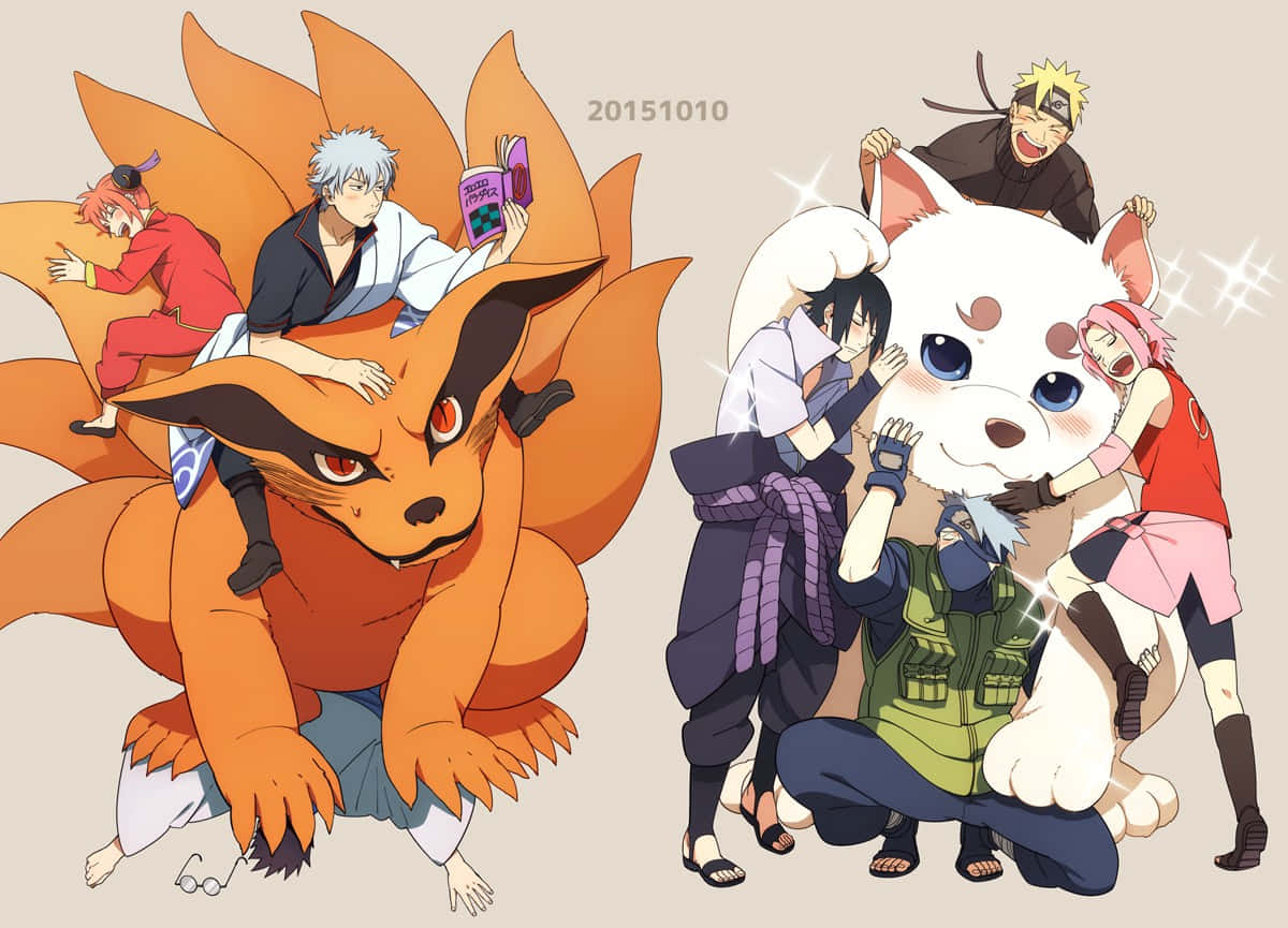 Kakashi, Naruto, and Sasuke united in friendship Wallpaper