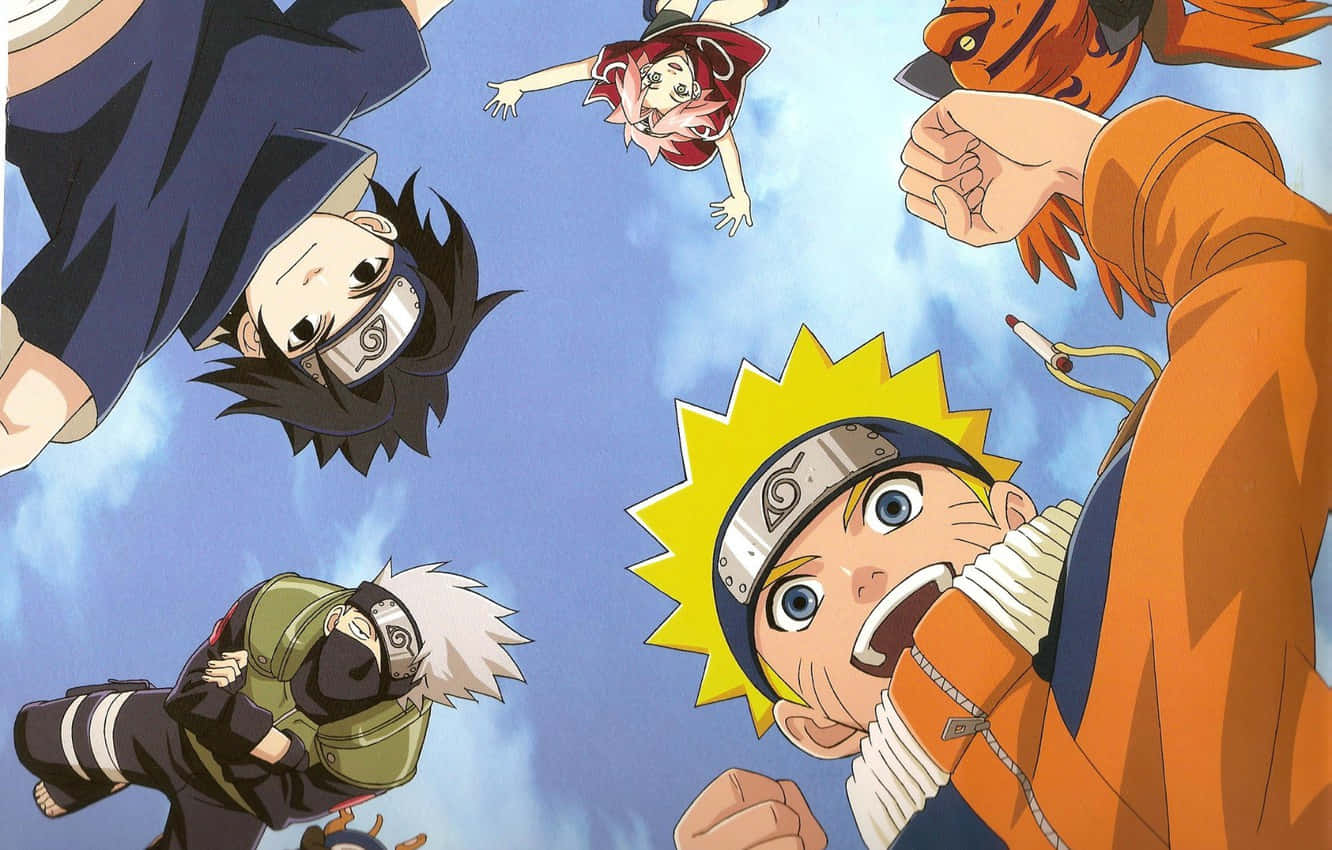 Narutoe Sasuke, Dois Ninjas Poderosos, Acompanham Seu Professor Kakashi, Prontos Para Aprender E Lutar Ao Seu Lado. Papel de Parede