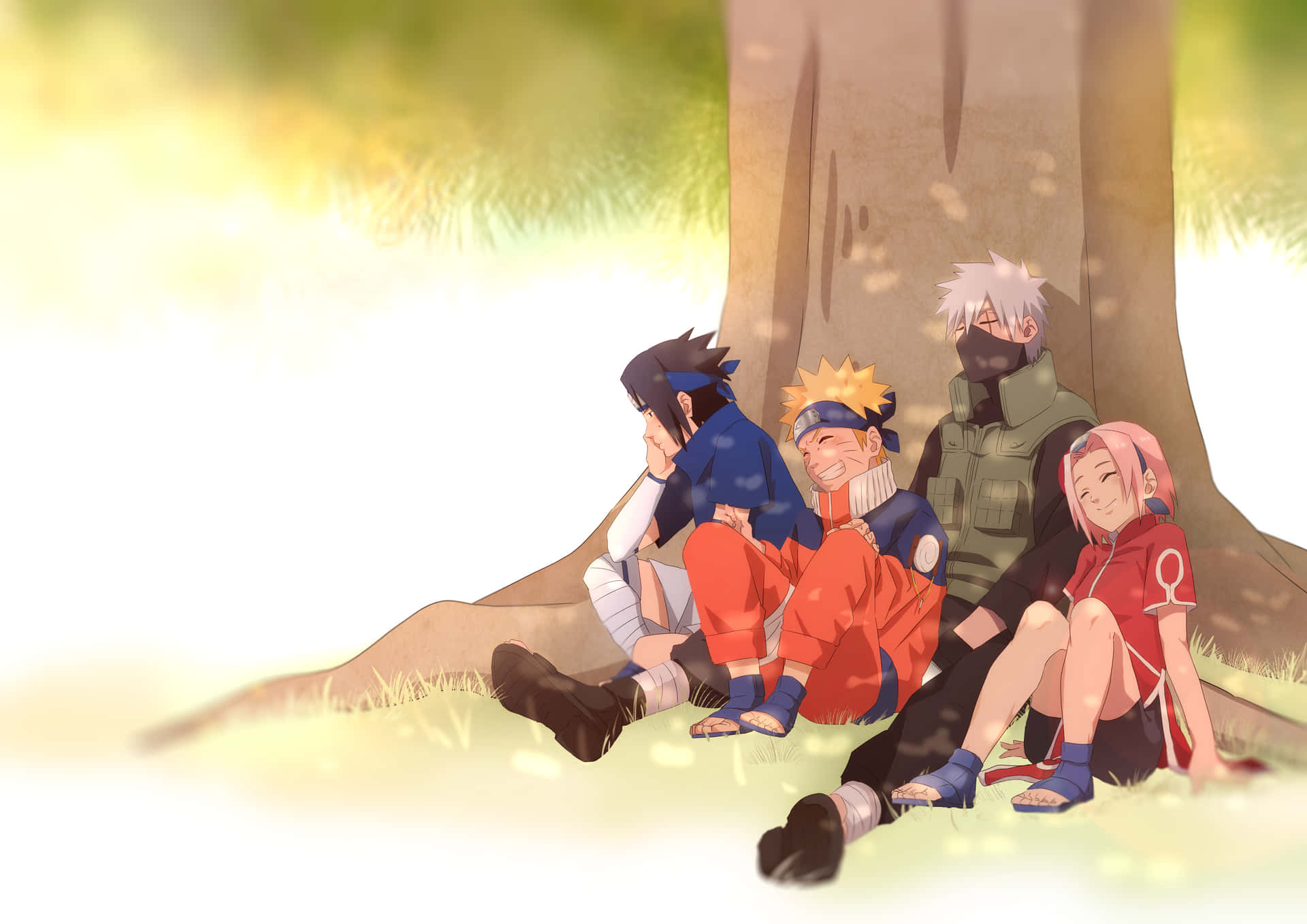 Trebästa Vänner - Kakashi, Naruto Och Sasuke. Wallpaper