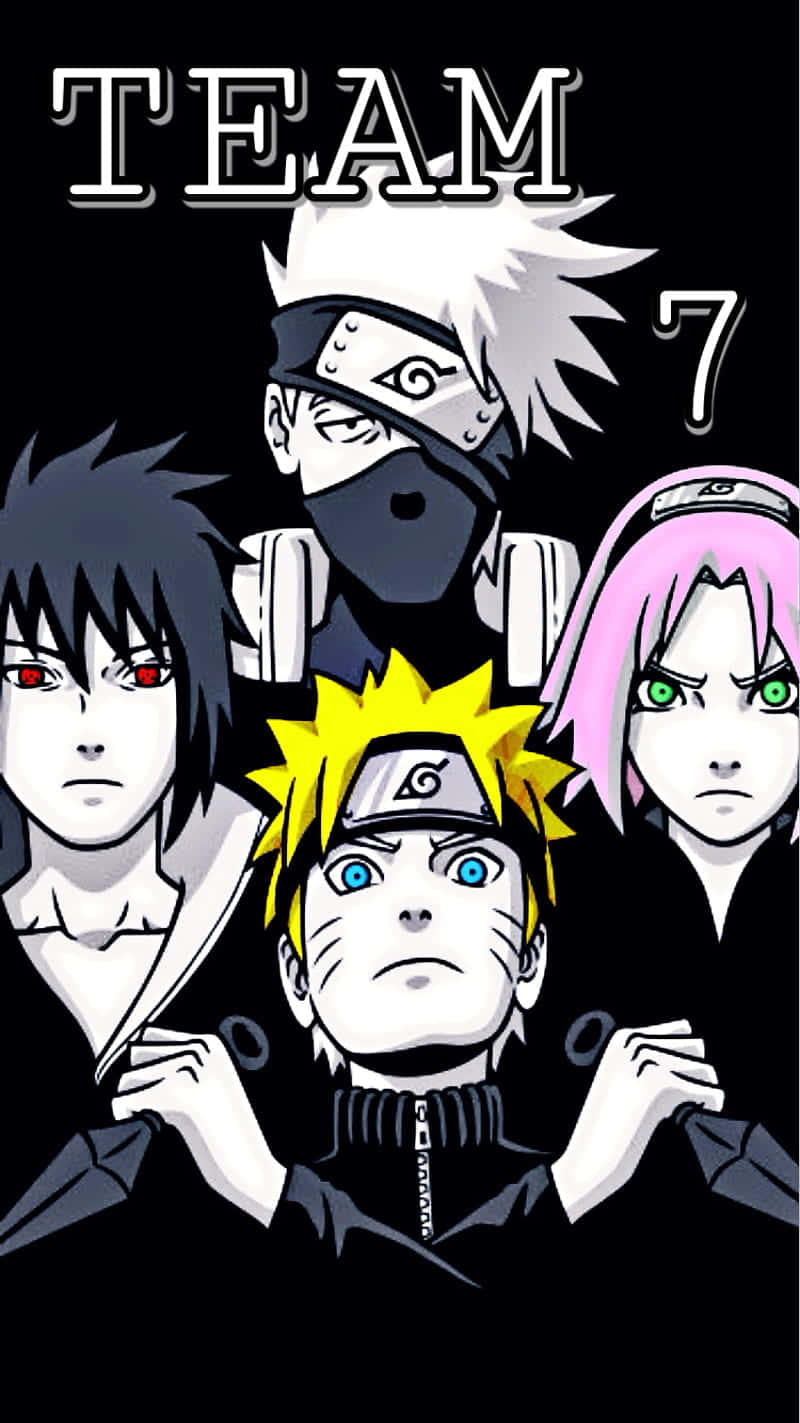 Team 7 of Konoha - Kakashi, Naruto, and Sasuke Wallpaper
