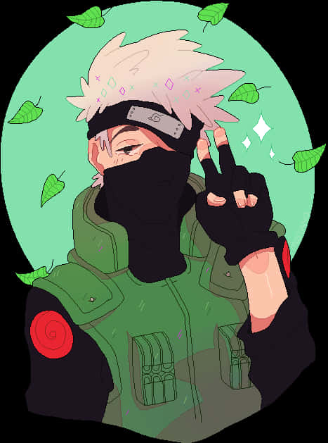 Kakashi Peace Sign Anime Artwork PNG