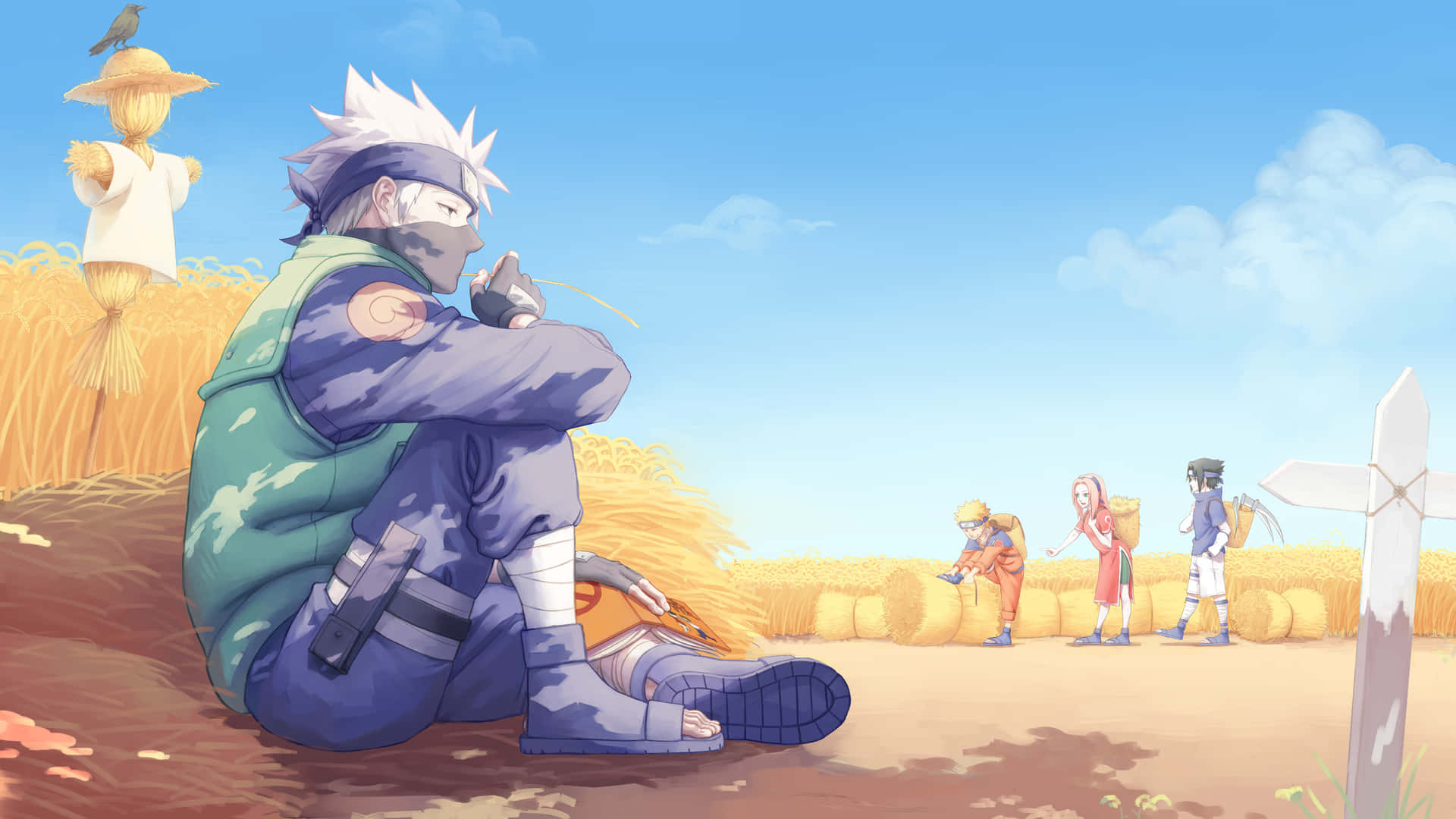 Kakashi At A Rice Field Picture