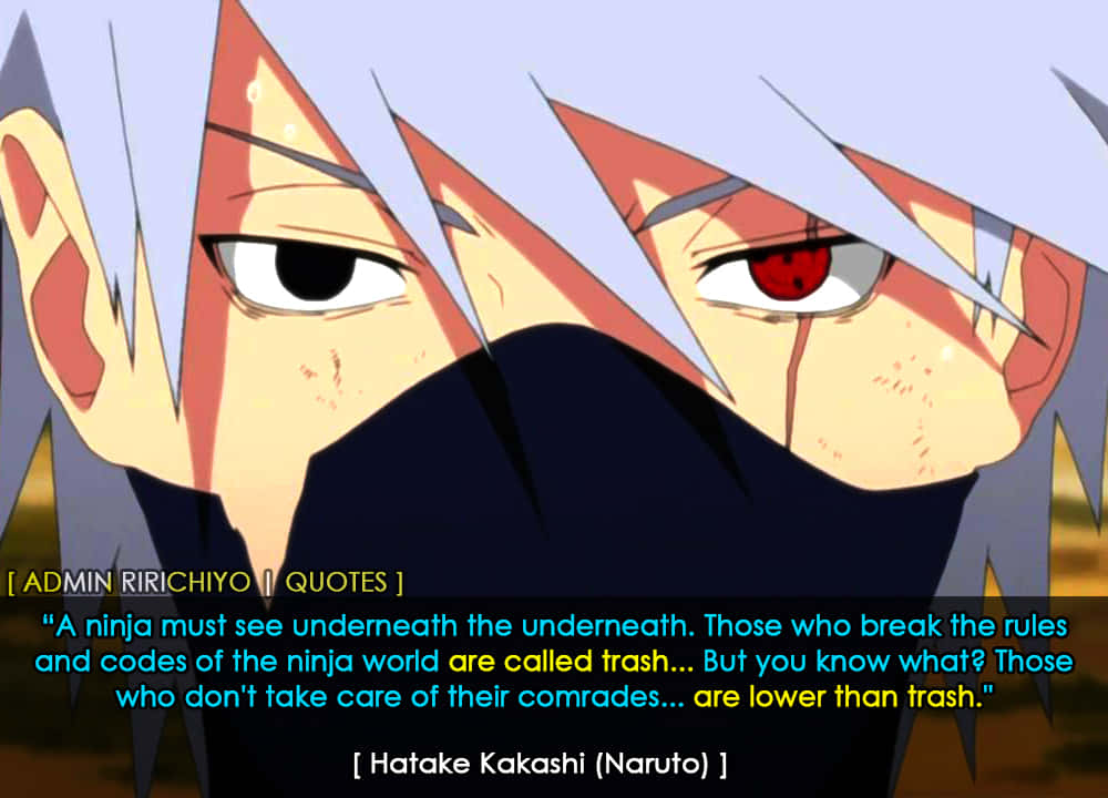 Inspirational Kakashi Hatake quote against a captivating background Wallpaper