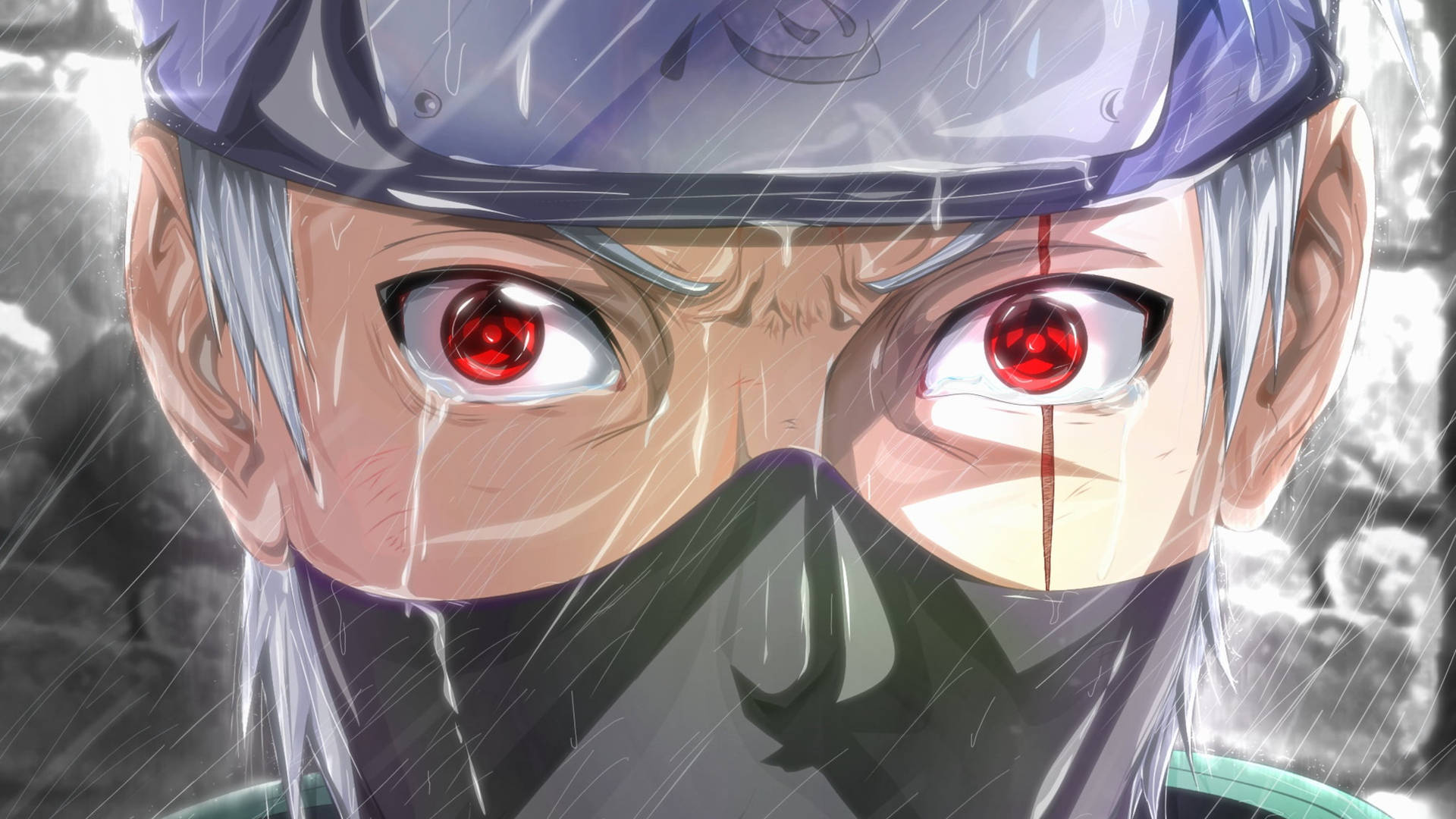 Kakashi Sharingan Eyes Under Rain