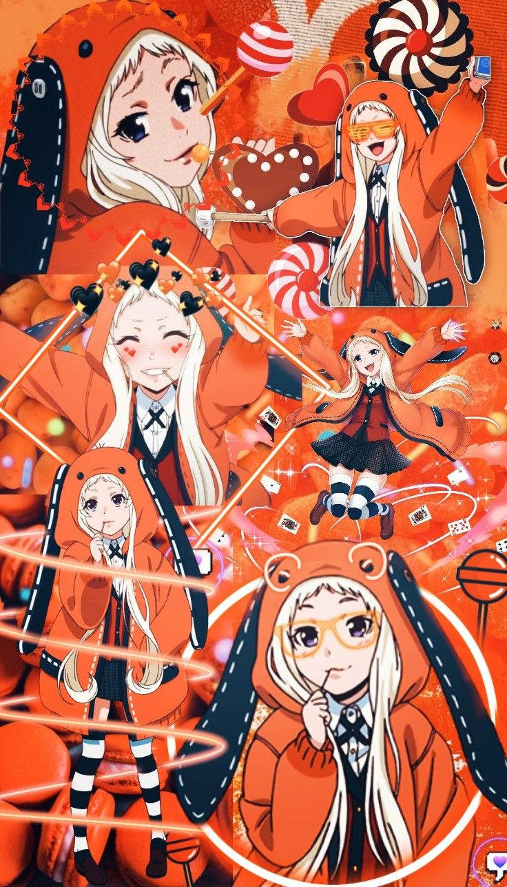 Kakegurui Runa Orange Collage Wallpaper