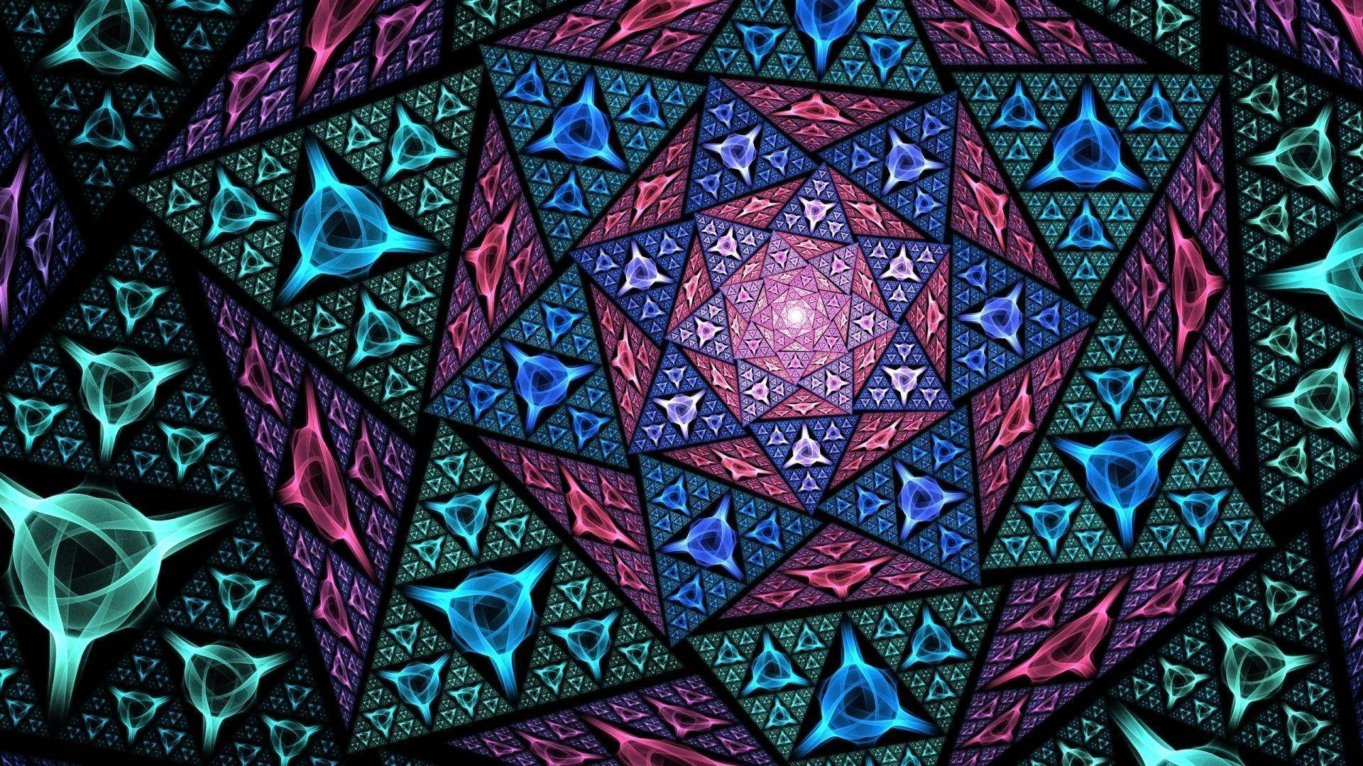 Kaleidoskop Trekant Mosaik: Opdag et farvestrålende mønster, der strækker sig ud som massive omrids. Wallpaper