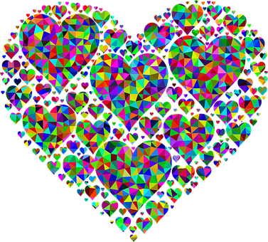 Kaleidoscopic Heart Pattern PNG