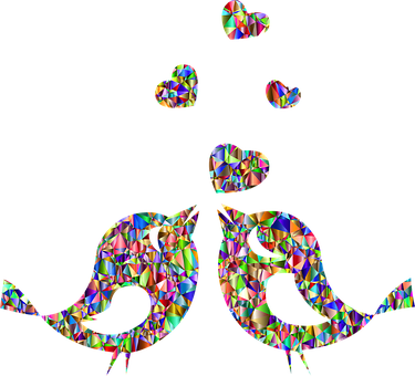 Kaleidoscopic Love Birds PNG