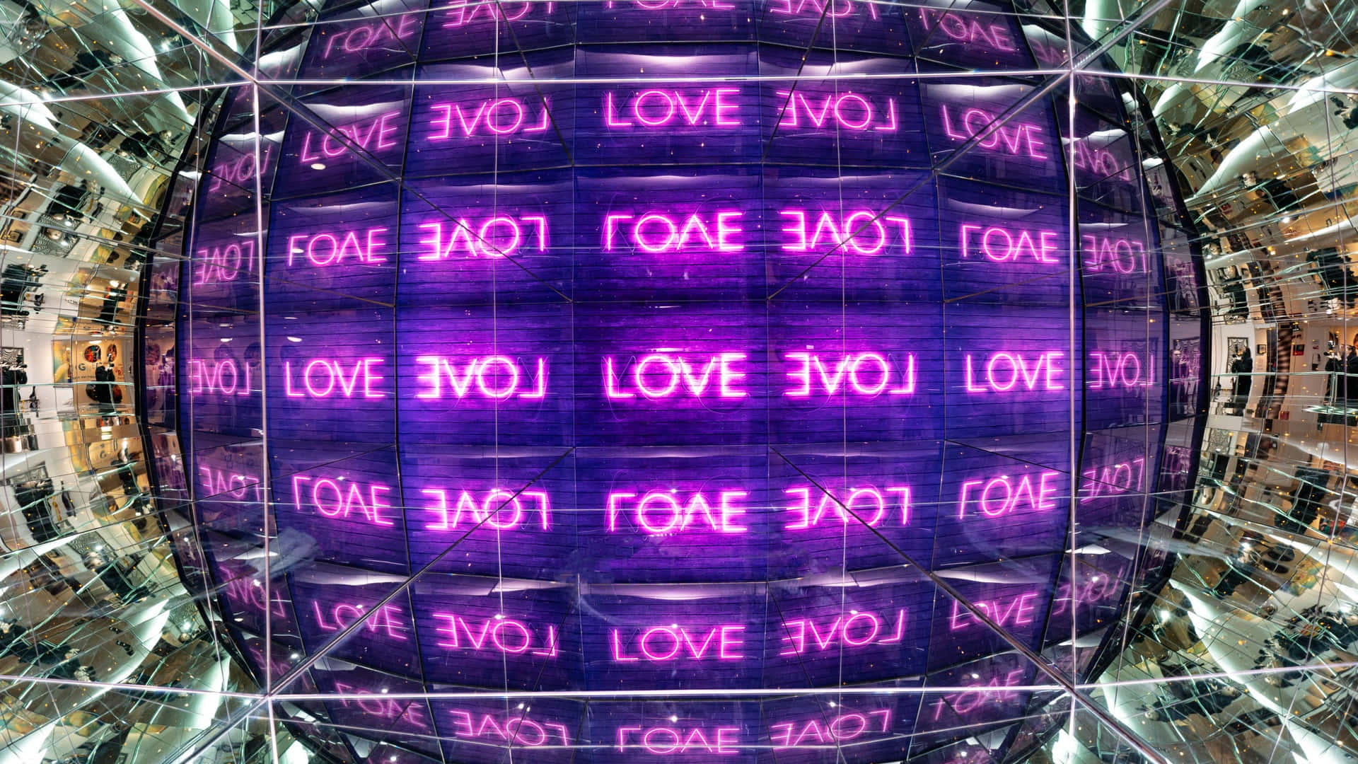 Kaleidoscopic Love Neon Sign Wallpaper