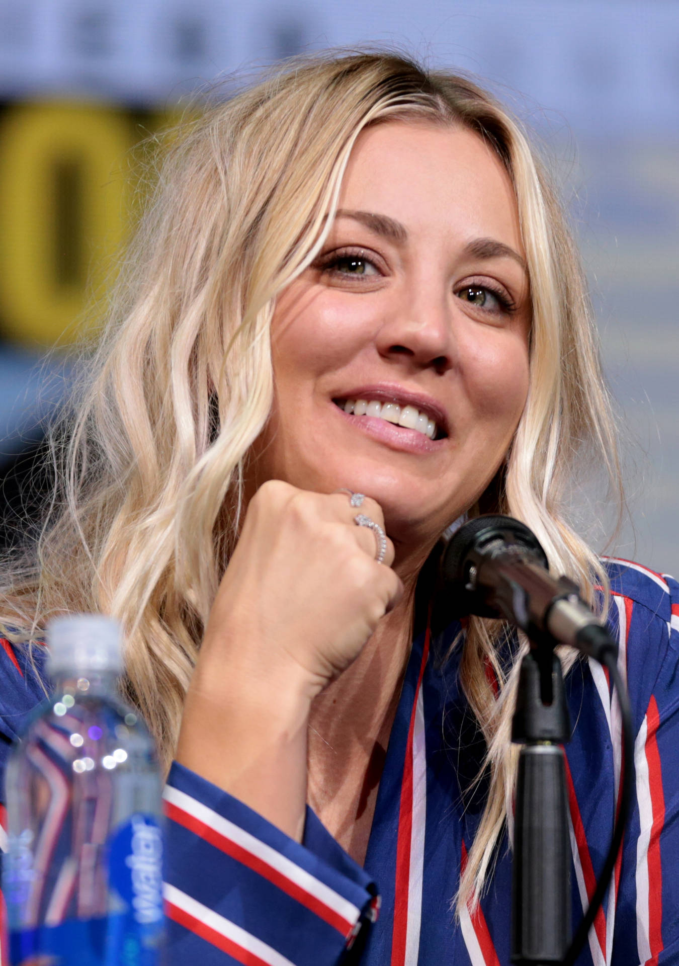 Kaley Cuoco During Interview Wallpaper
