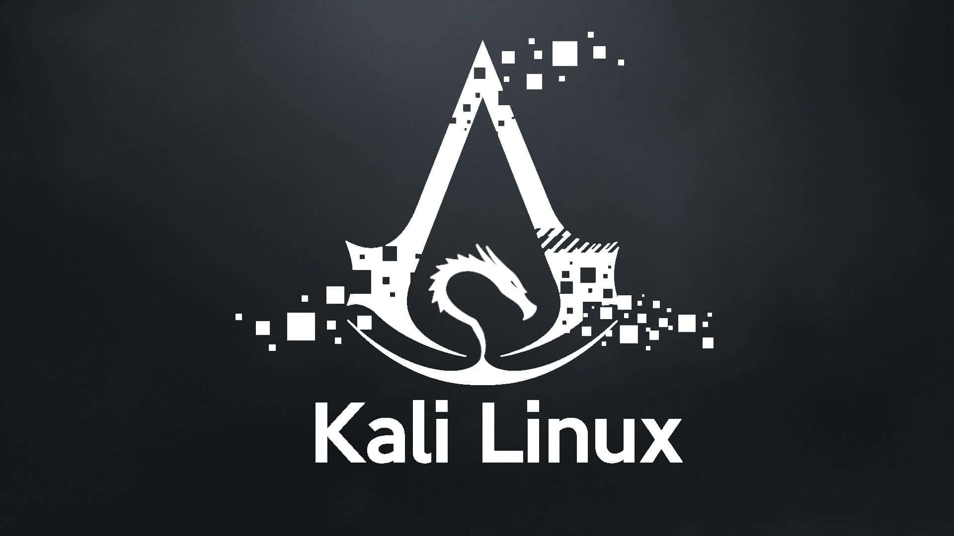 Enväderbiten Bakgrund Av Ett Kali Linux-operativsystem, Med En Logo Av Ett Dödskallehuvud.