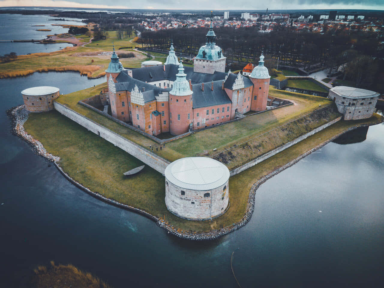Kalmar Castle Aerial View Sweden Wallpaper