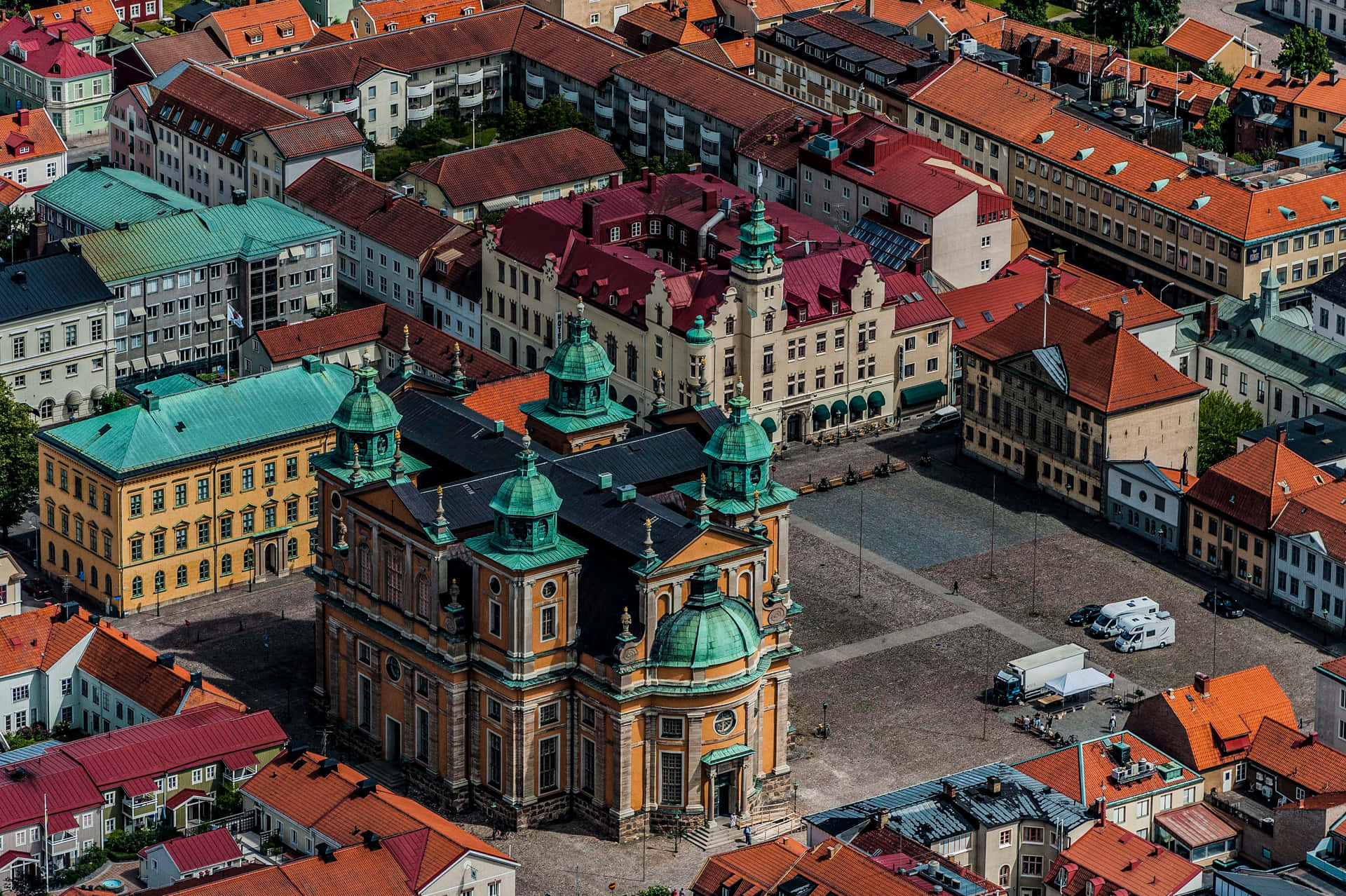 Kalmar Cathedral Aerial View Sweden Wallpaper