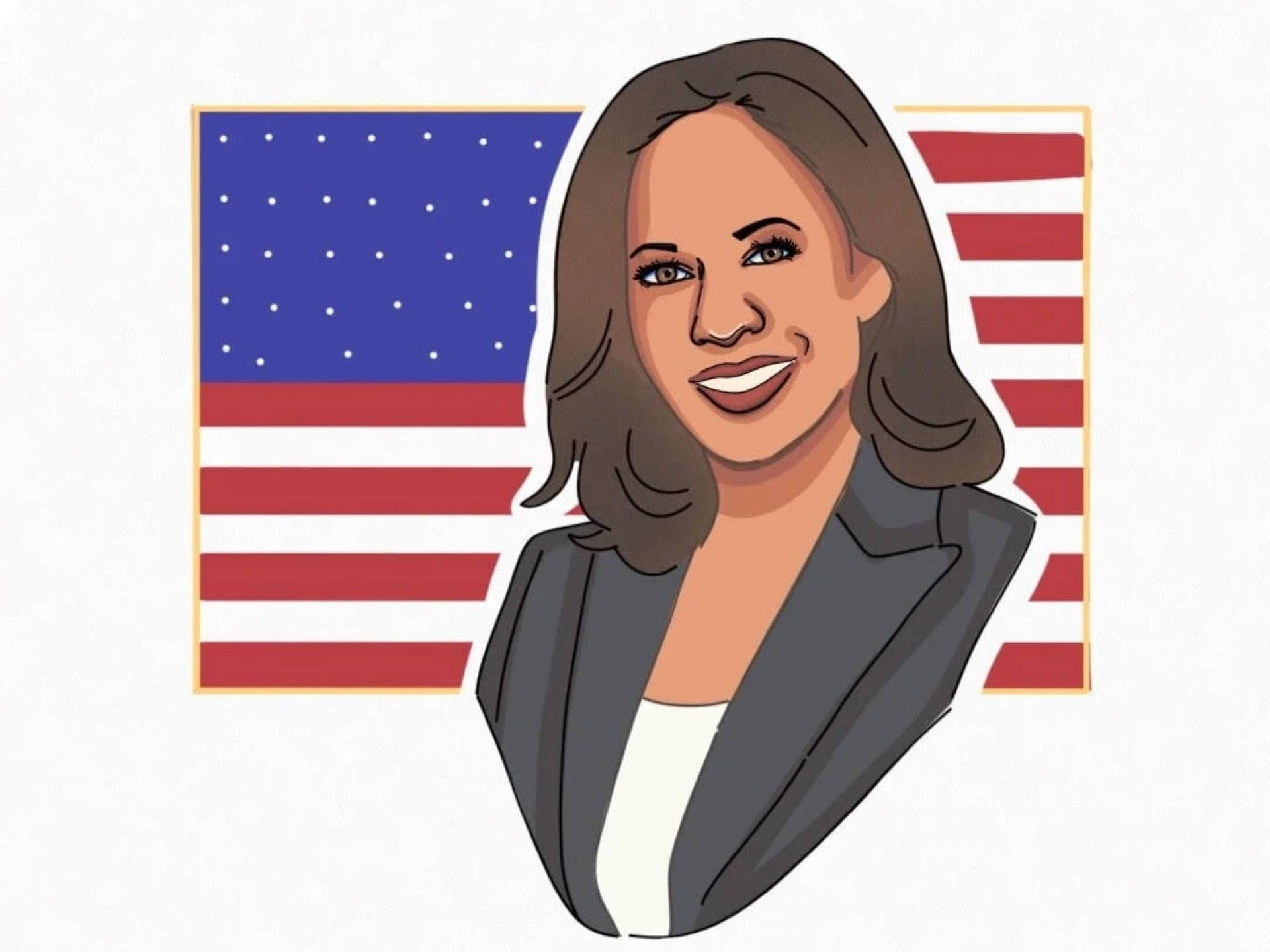 Kamala Harris Med Amerikansk Flag Wallpaper