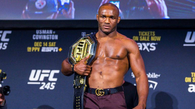 Kamaru Usman holder UFC bælt tapet: Wallpaper