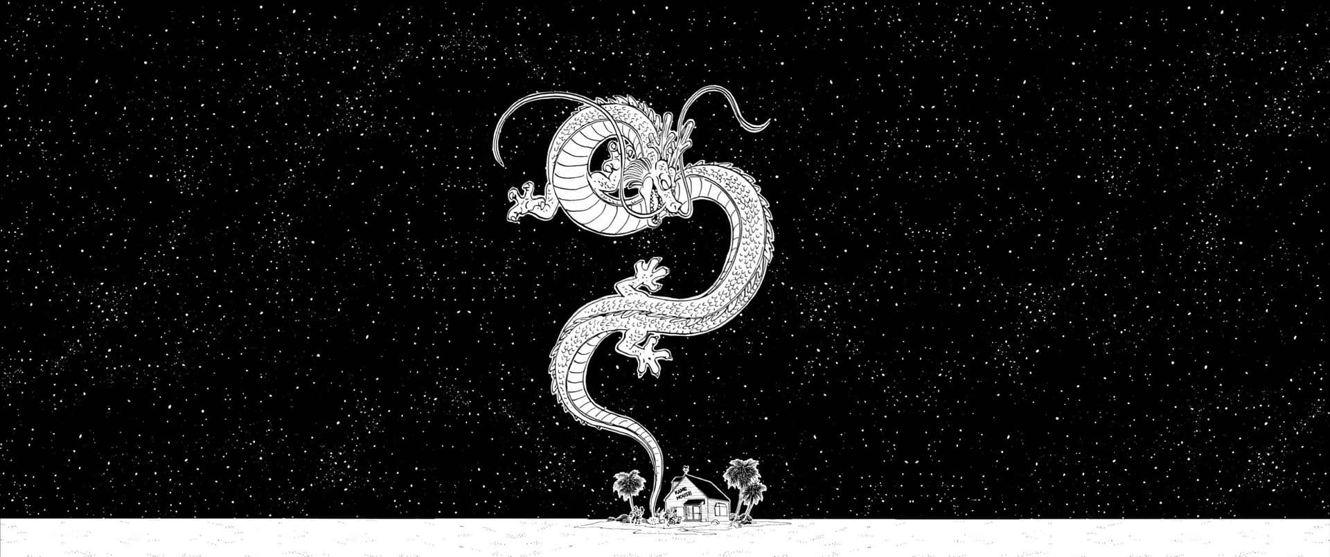 A Black And White Drawing Of A Dragon Wallpaper