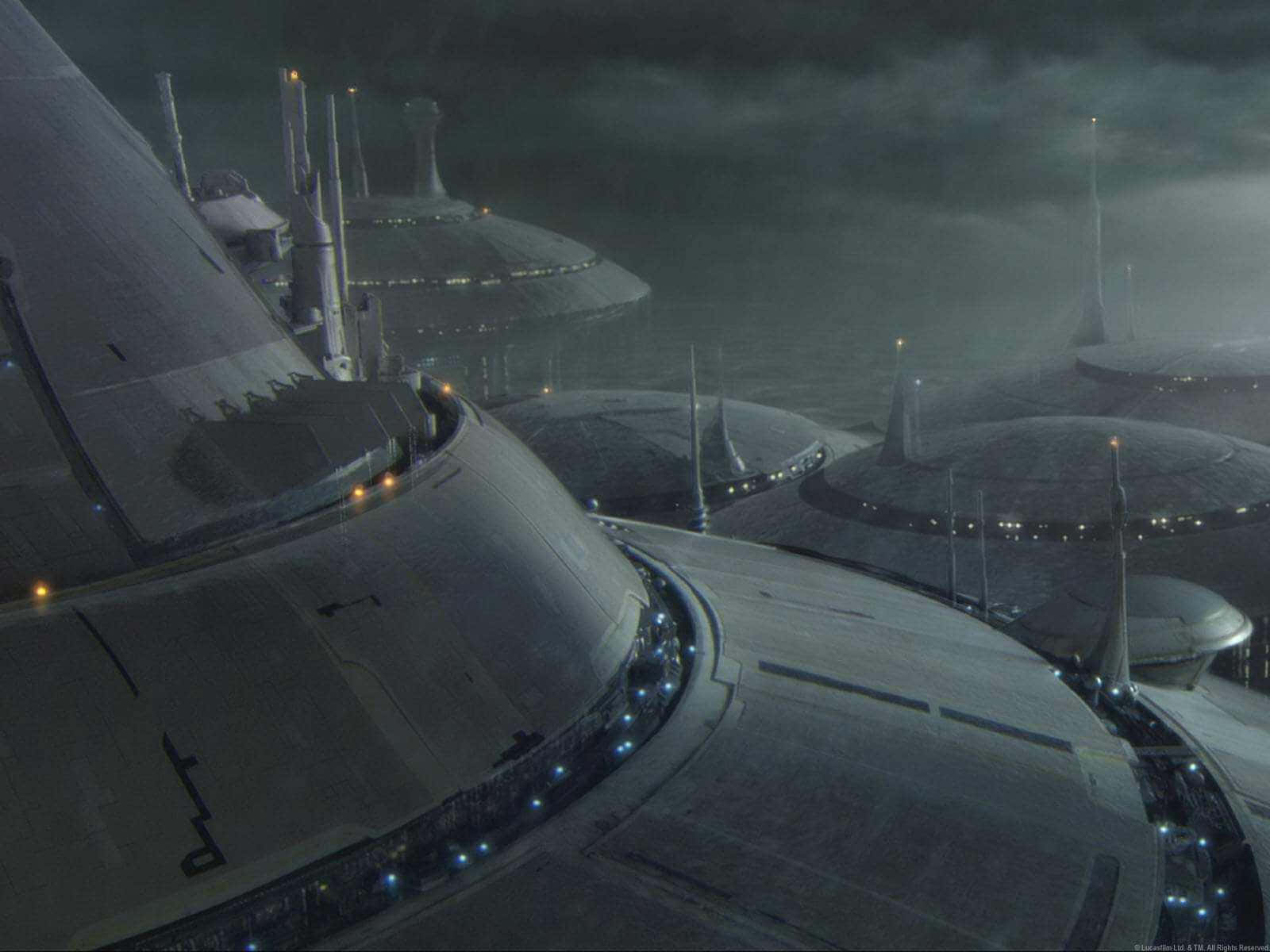 Breathtaking view of Kamino city on a stormy night Wallpaper