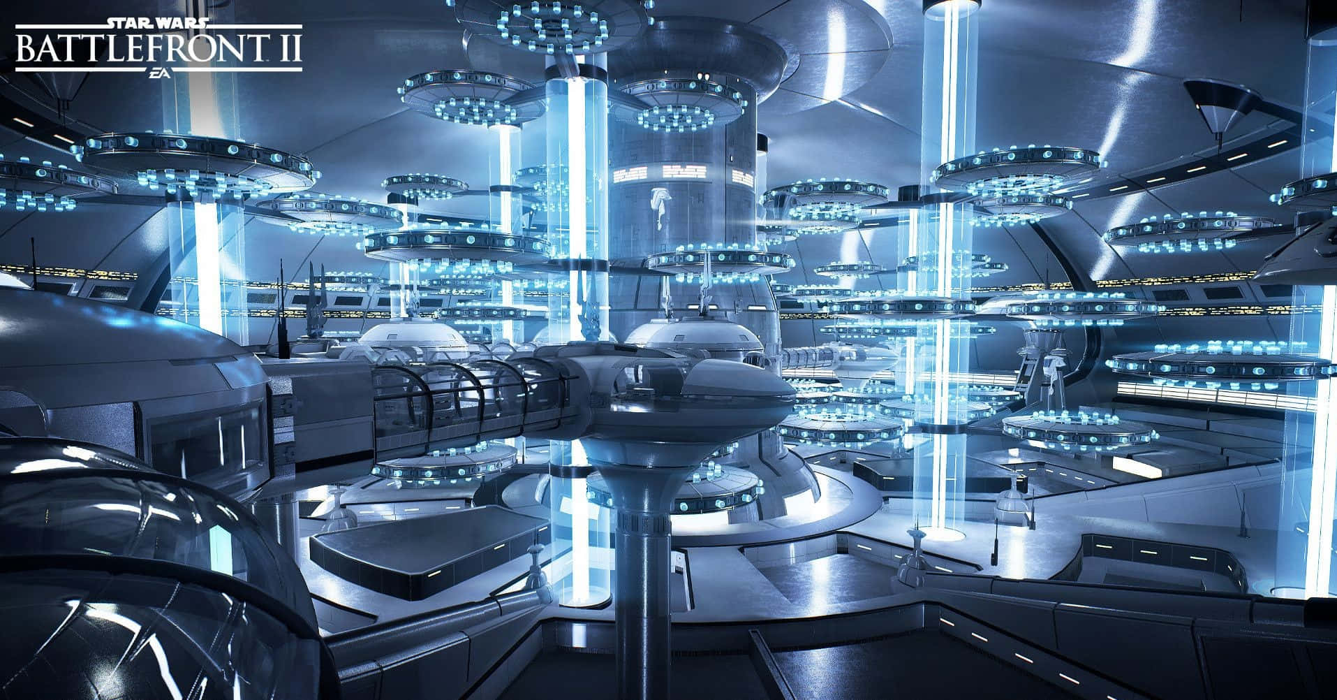 A serene night at the floating city in Kamino Wallpaper