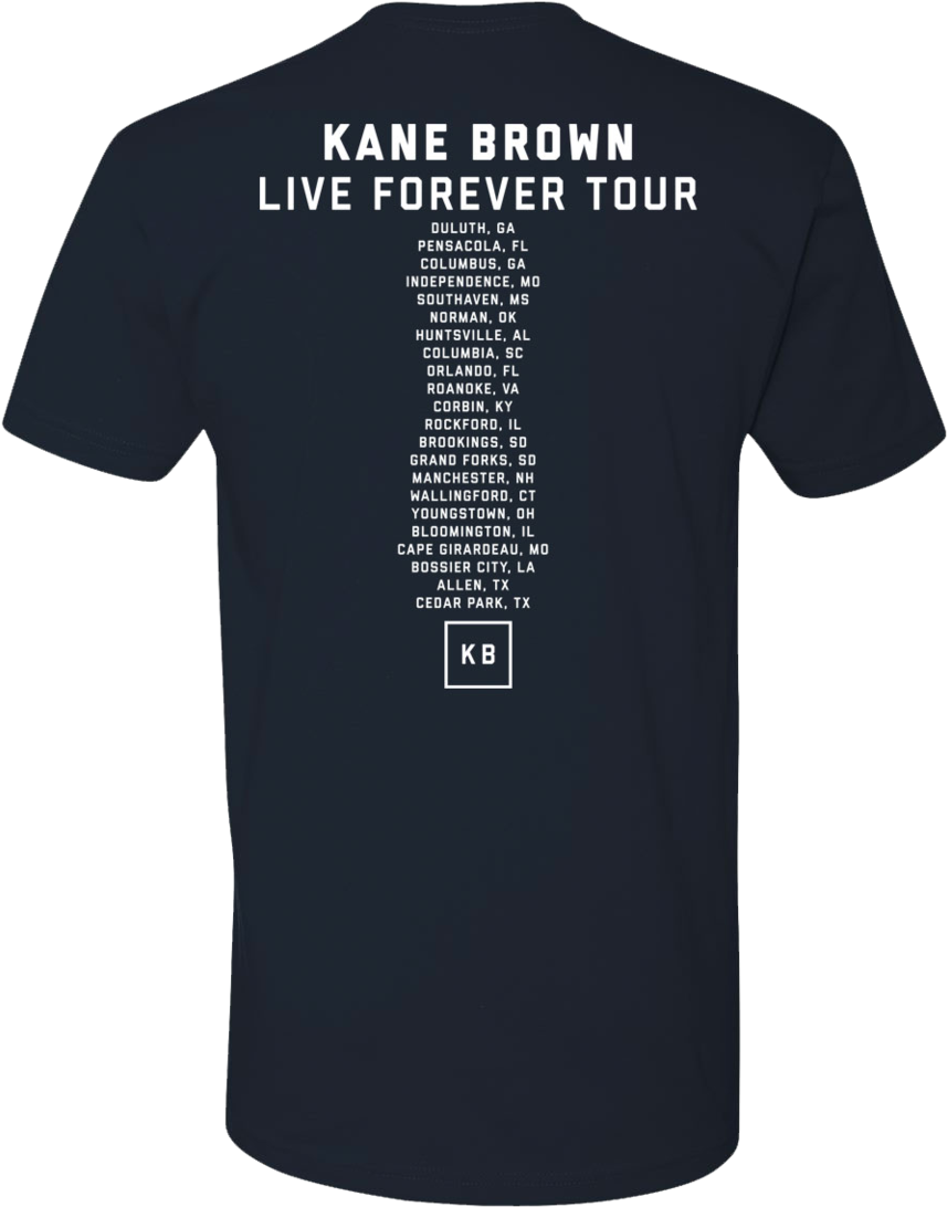 Kane Brown Live Forever Tour Tshirt Back PNG