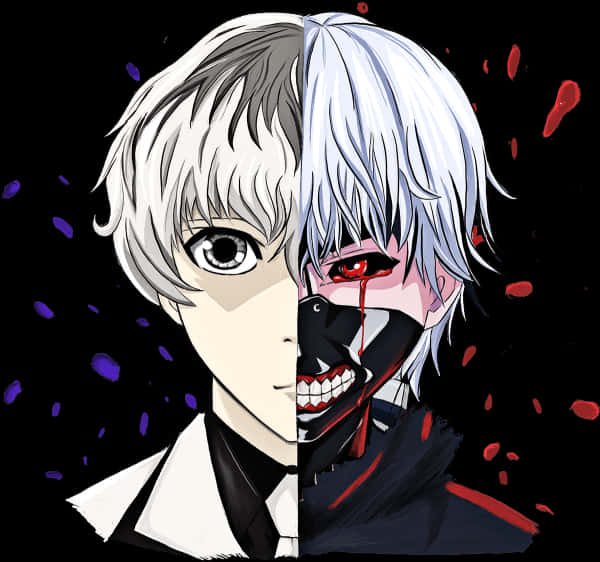 Kaneki Dual Nature Artwork PNG