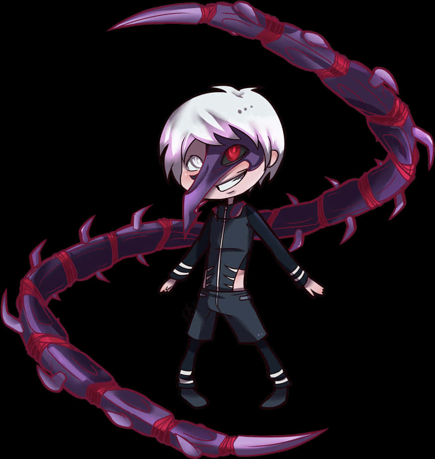 Kaneki Ken Anime Character With Kagune PNG