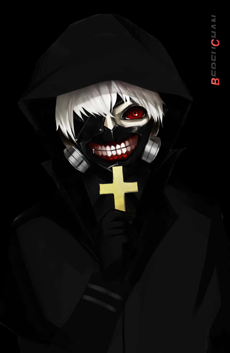 Kaneki Ken Tokyo Ghoul Black Hoodie PNG