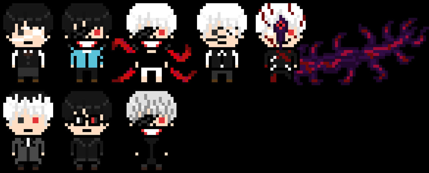 Kaneki Ken Transformation Pixel Art PNG