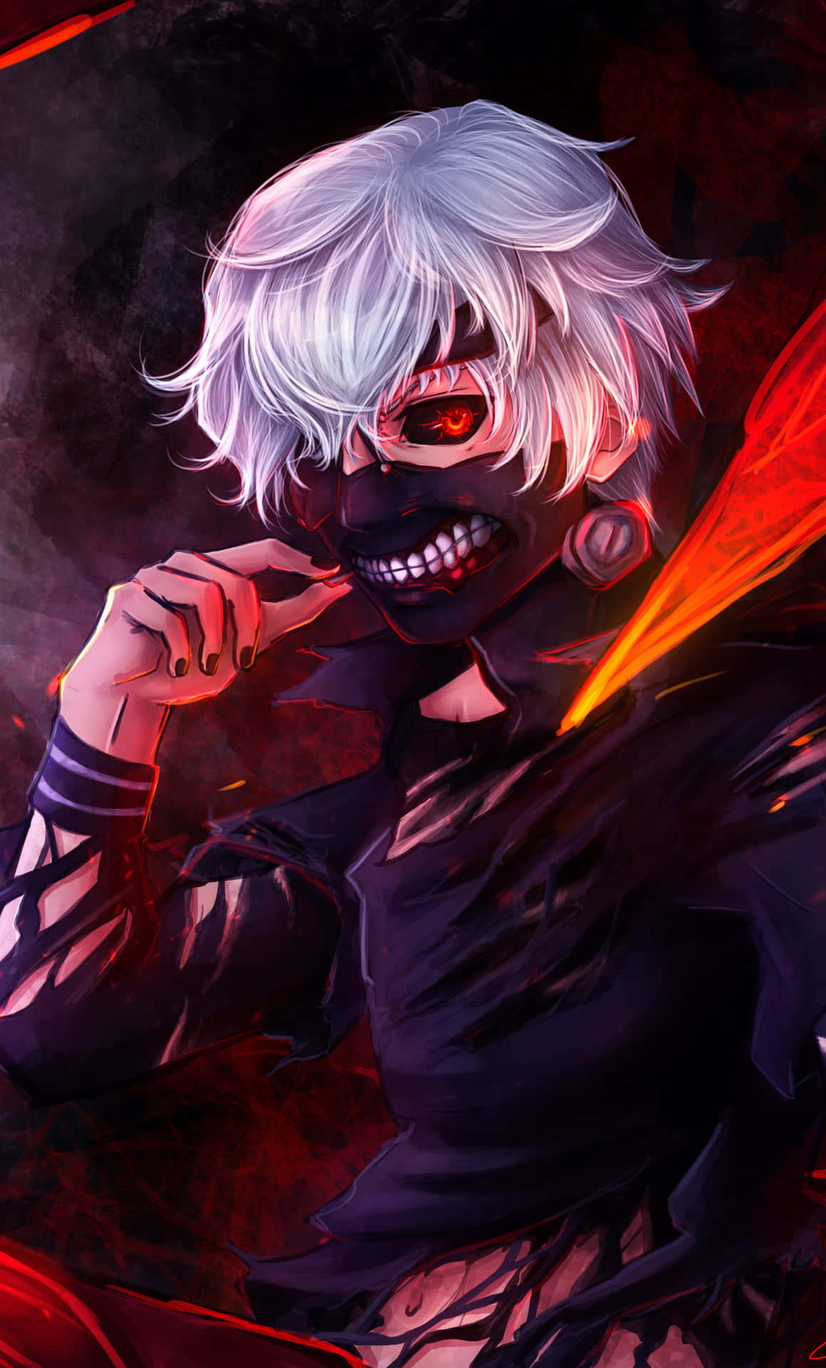 A Character With White Hair And Red Eyes Wallpaper