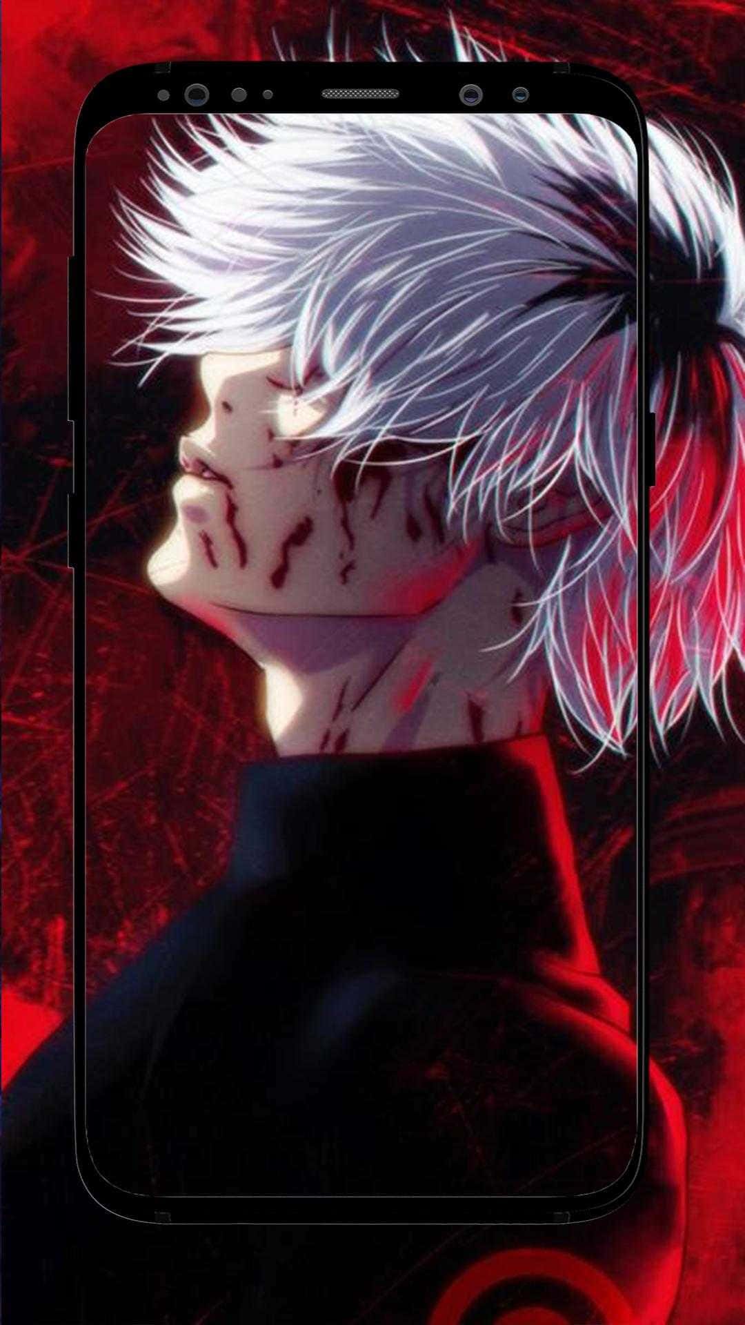 A Black And White Anime Character With White Hair Wallpaper