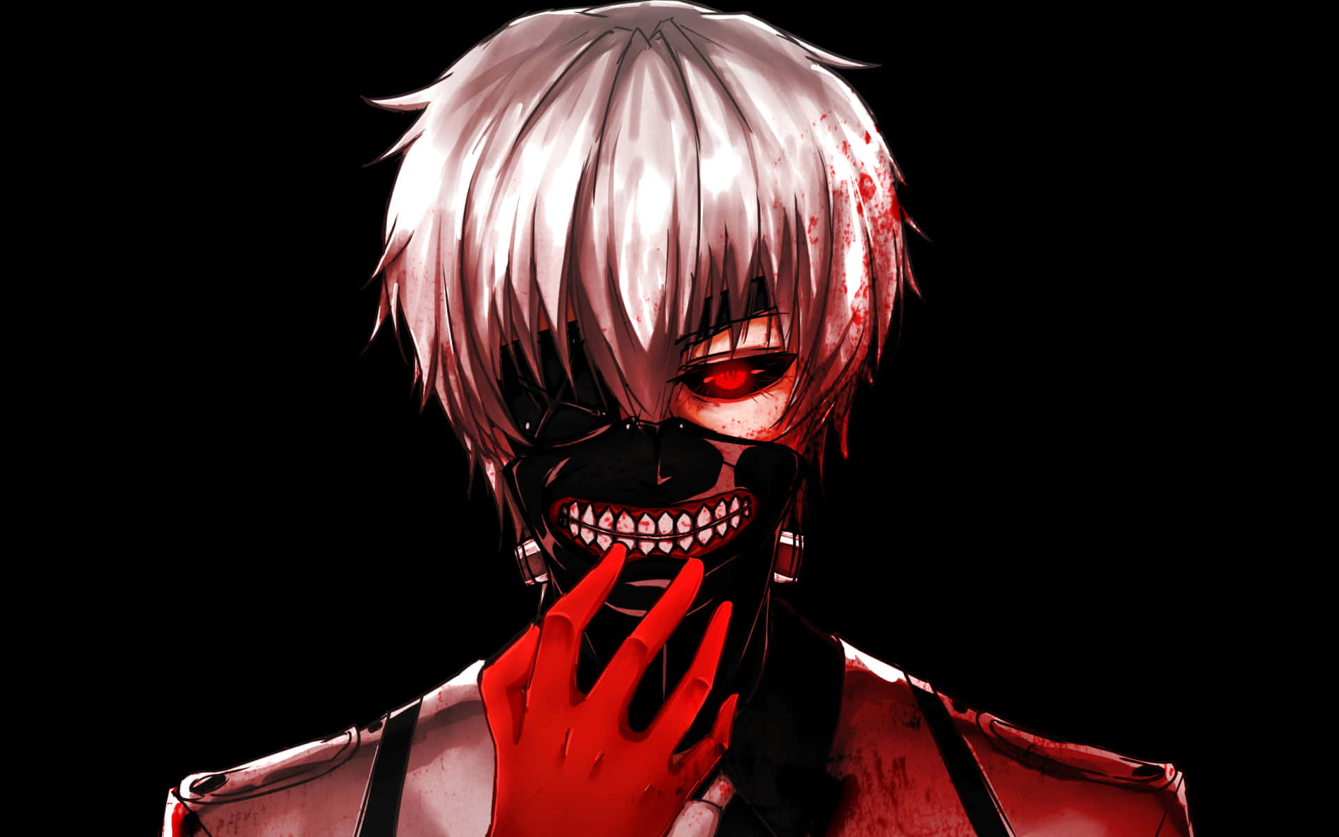 Kaneki's iconic mask evoking mystery, mysticism, and a sense of unknown danger. Wallpaper