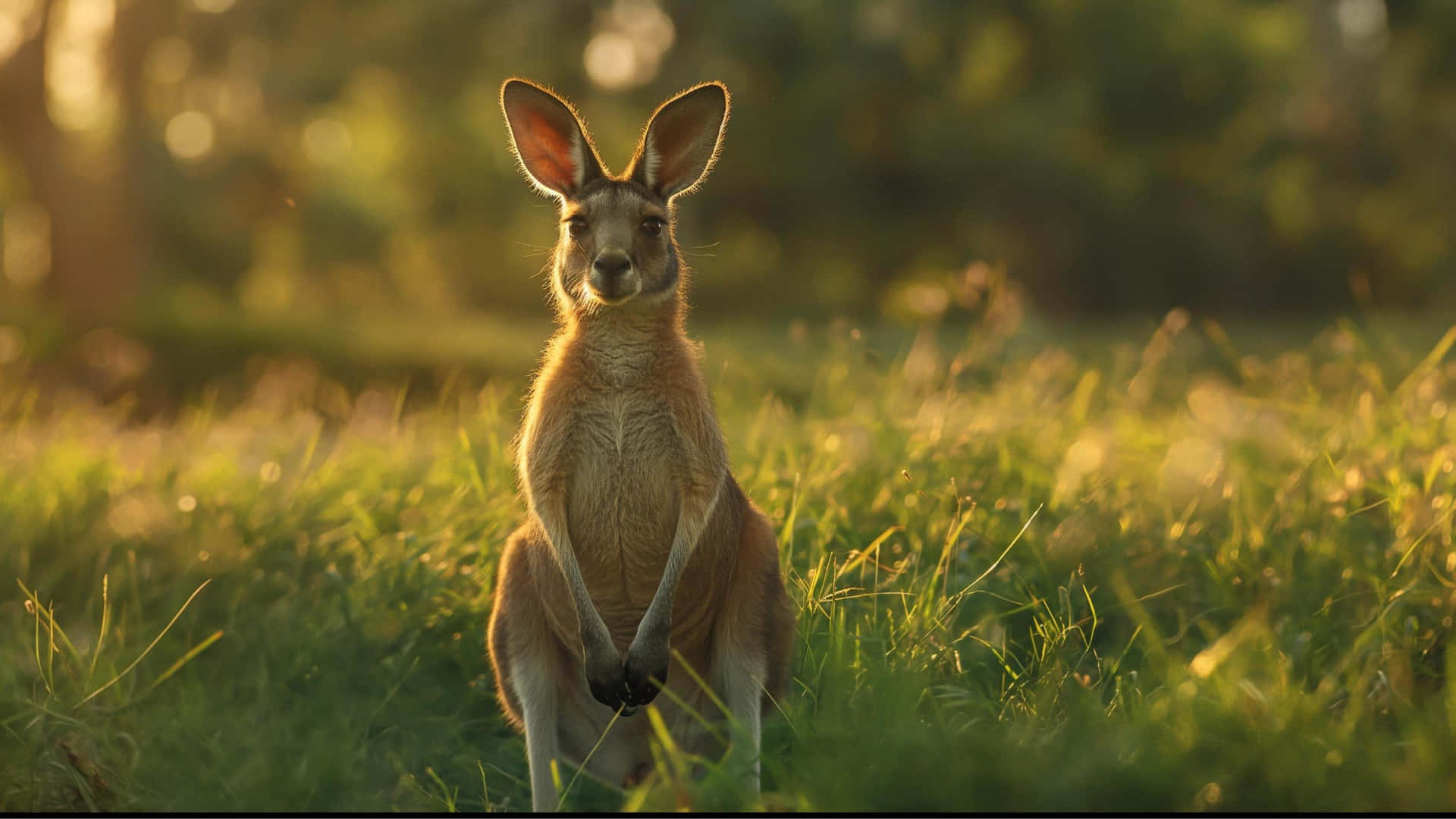 Kangarooin Sunset Grassland4 K Wallpaper