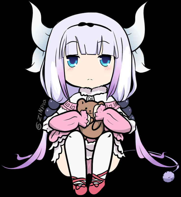 Download Kanna Kamui Holding Teddy Bear | Wallpapers.com