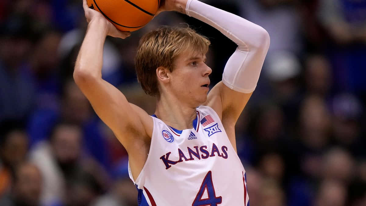 Kansas Basketball Player Shooting Wallpaper