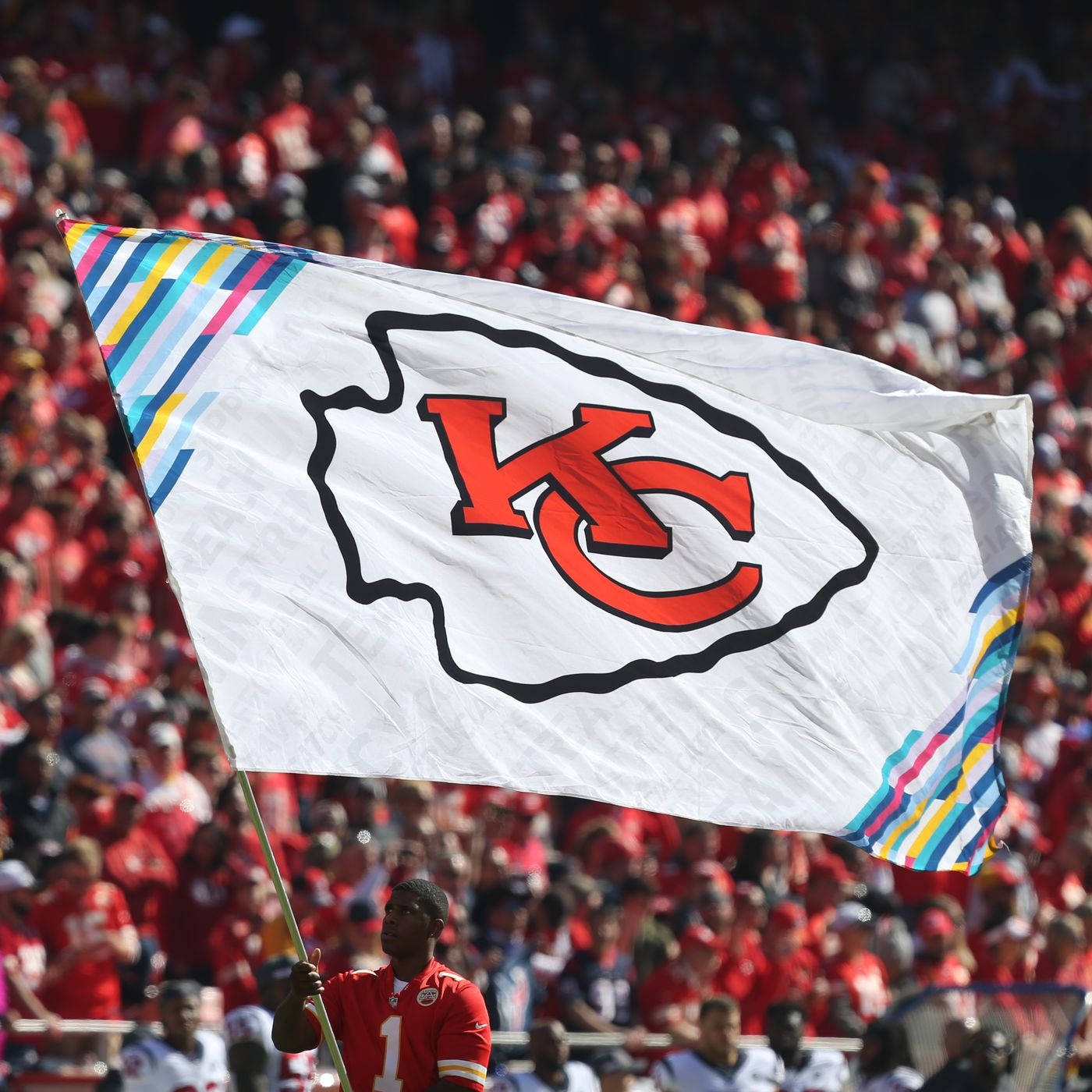 Download Kansas City Chiefs Logo Pride Flag Wallpaper