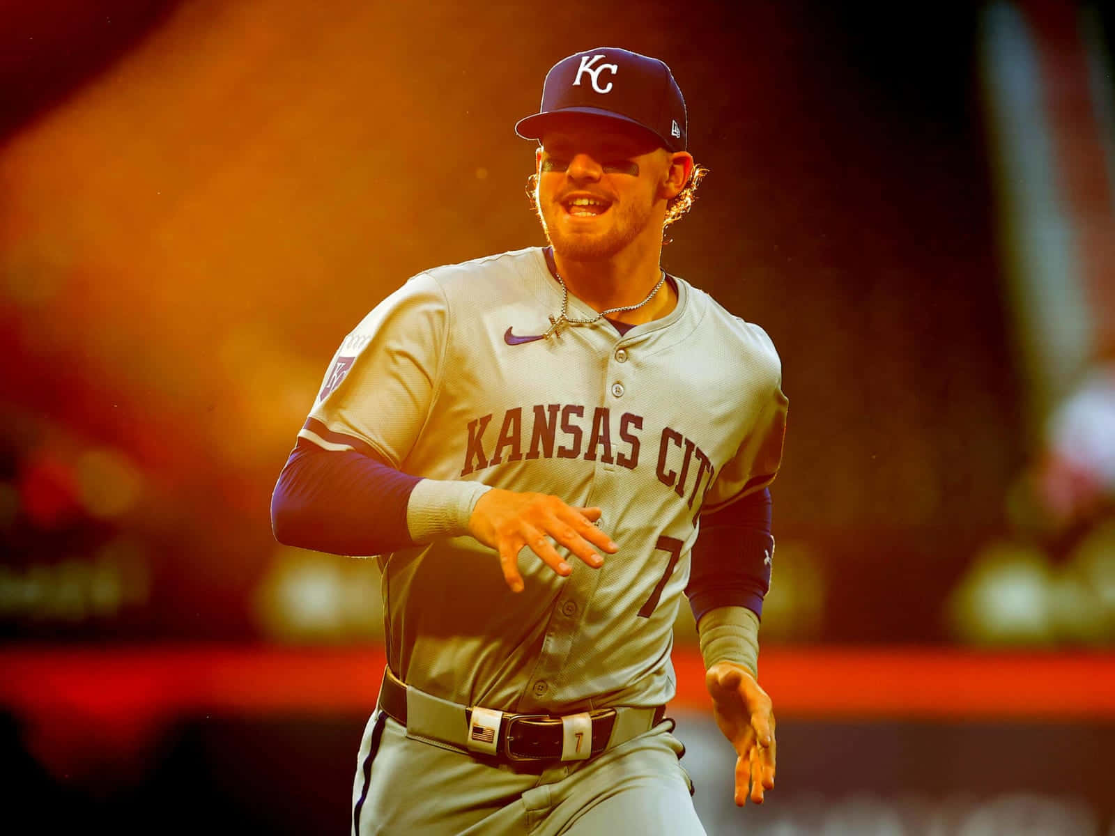 Kansas City Royals Player Smiling During Game Wallpaper