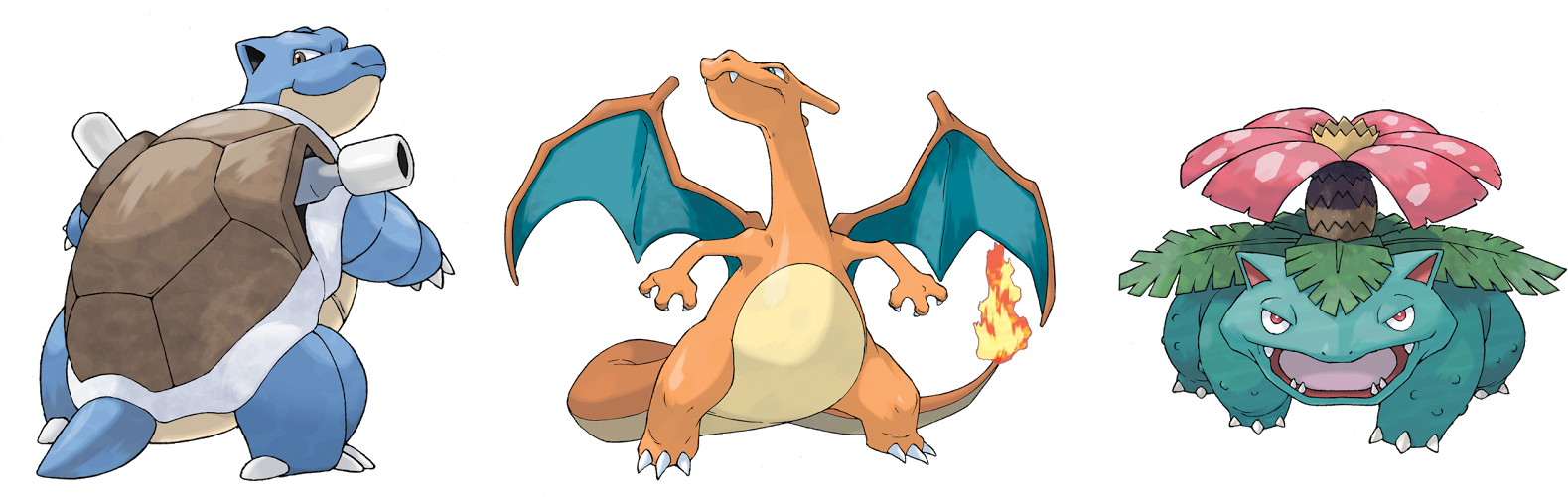 Kanto Starters Evolution Blastoise Charizard Venusaur PNG